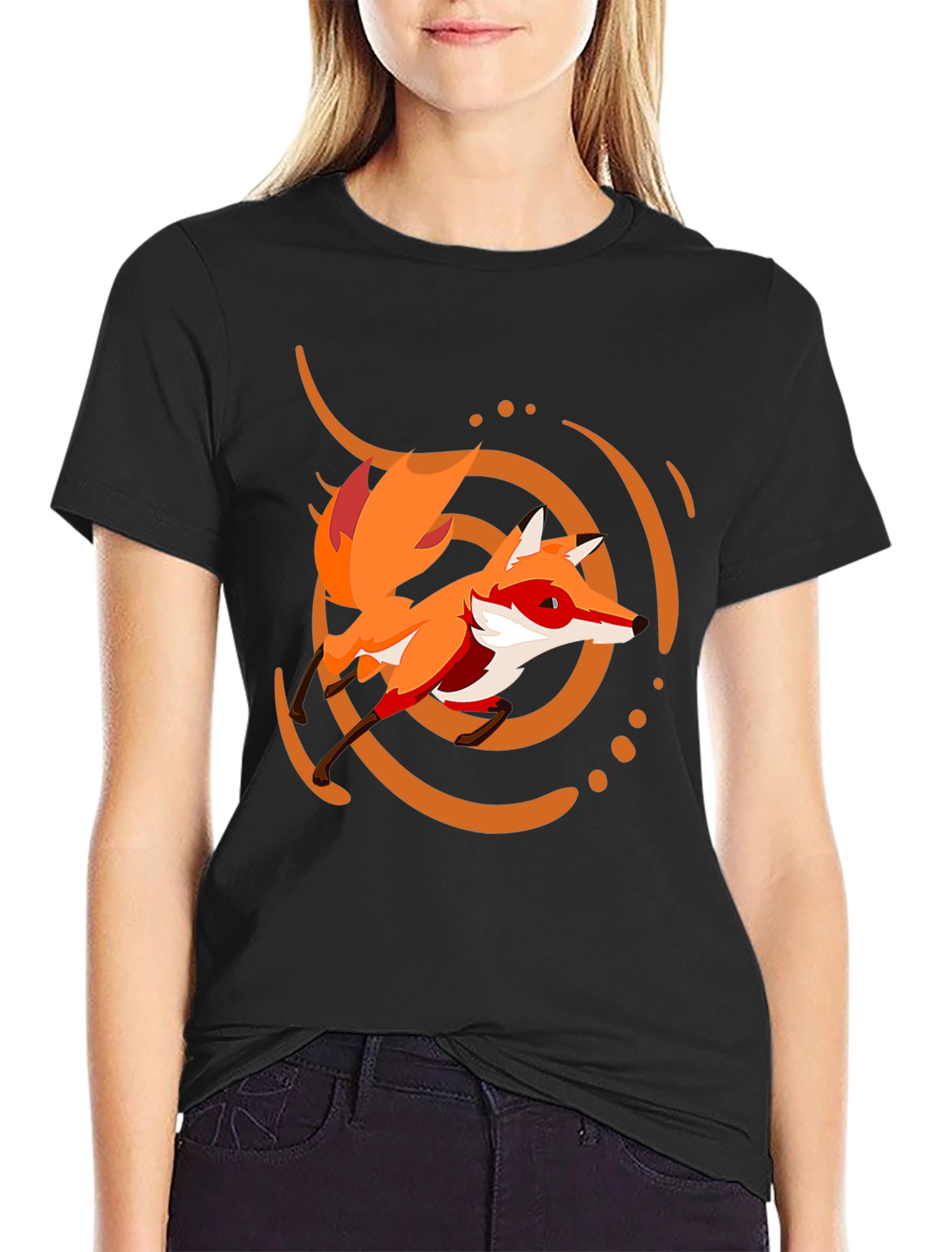 Fox Graphic Print Black Tee