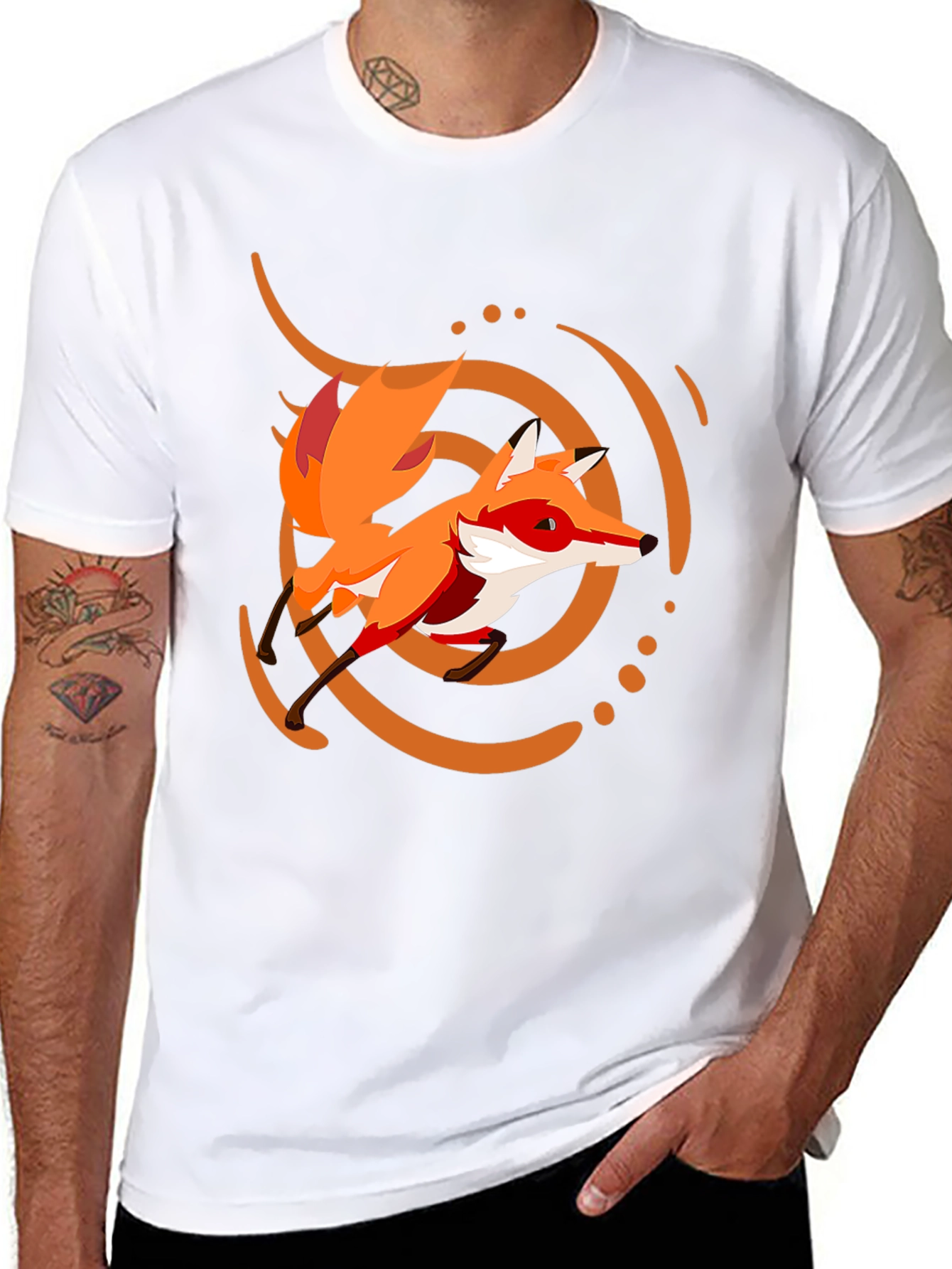 Fox Graphic Print Black Tee
