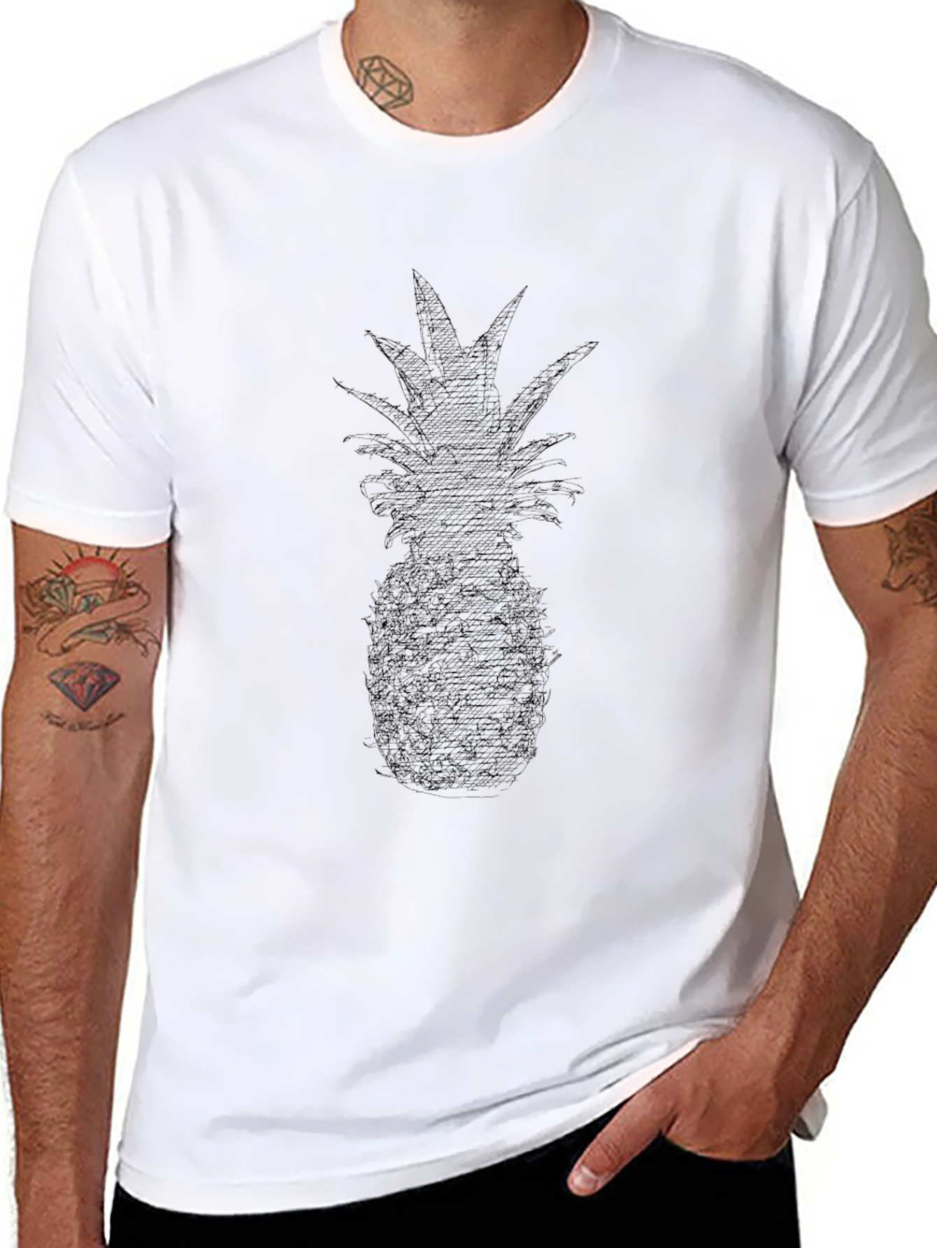 Pineapple Graphic Tee - Stylish Black T-Shirt