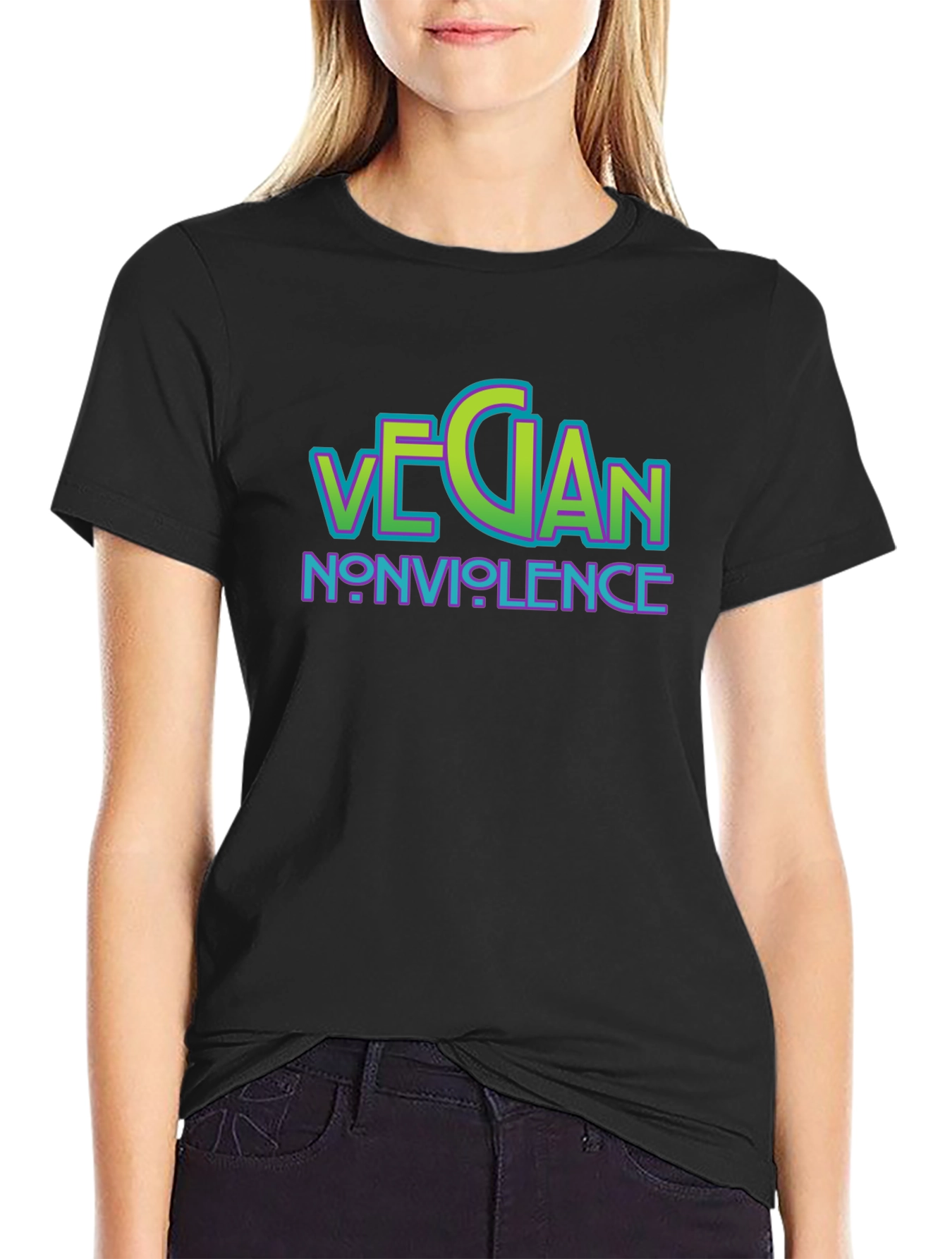 Vegan Nonviolence Graphic T-Shirt - Black