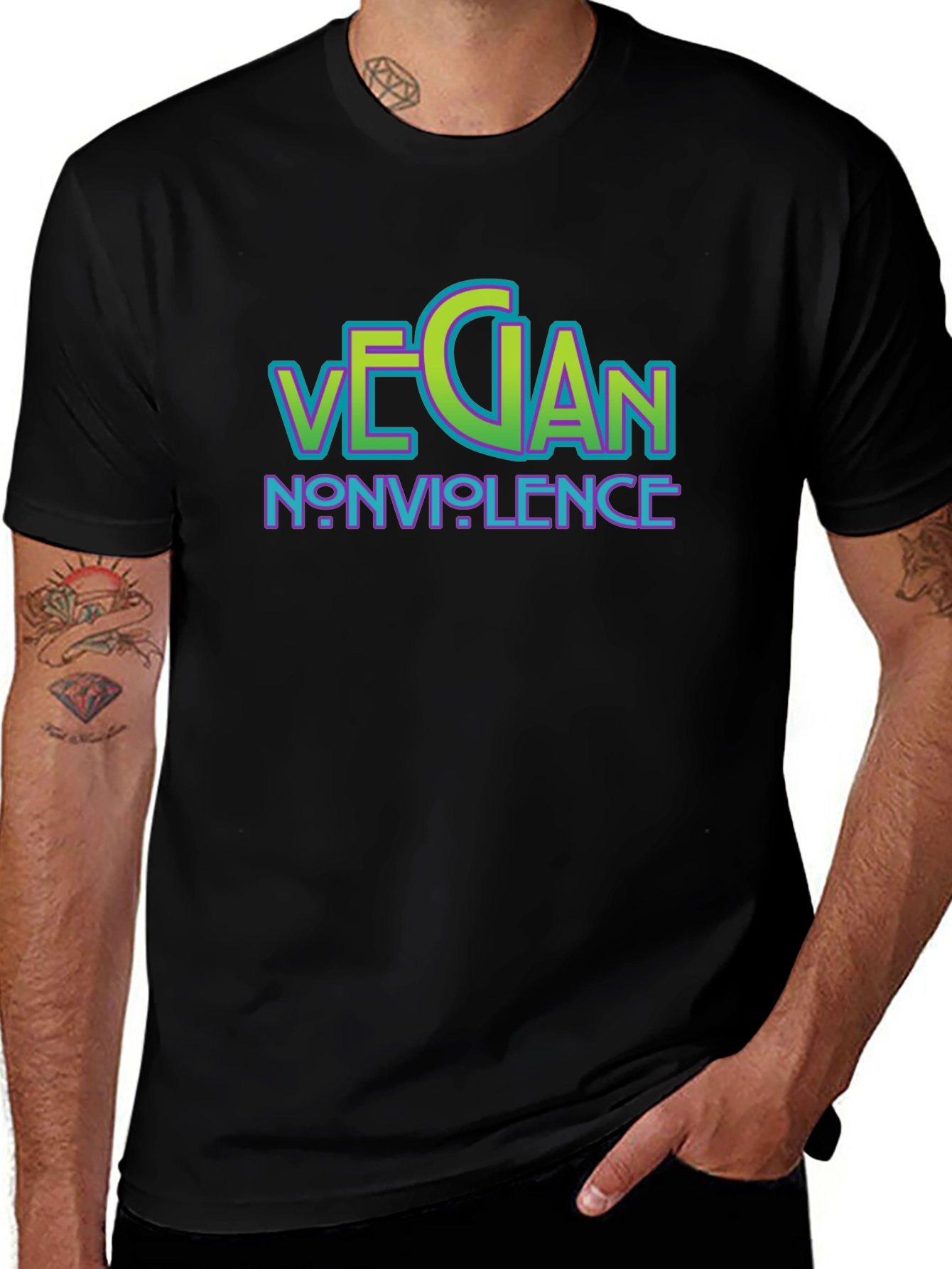 Vegan Nonviolence Graphic T-Shirt - Black