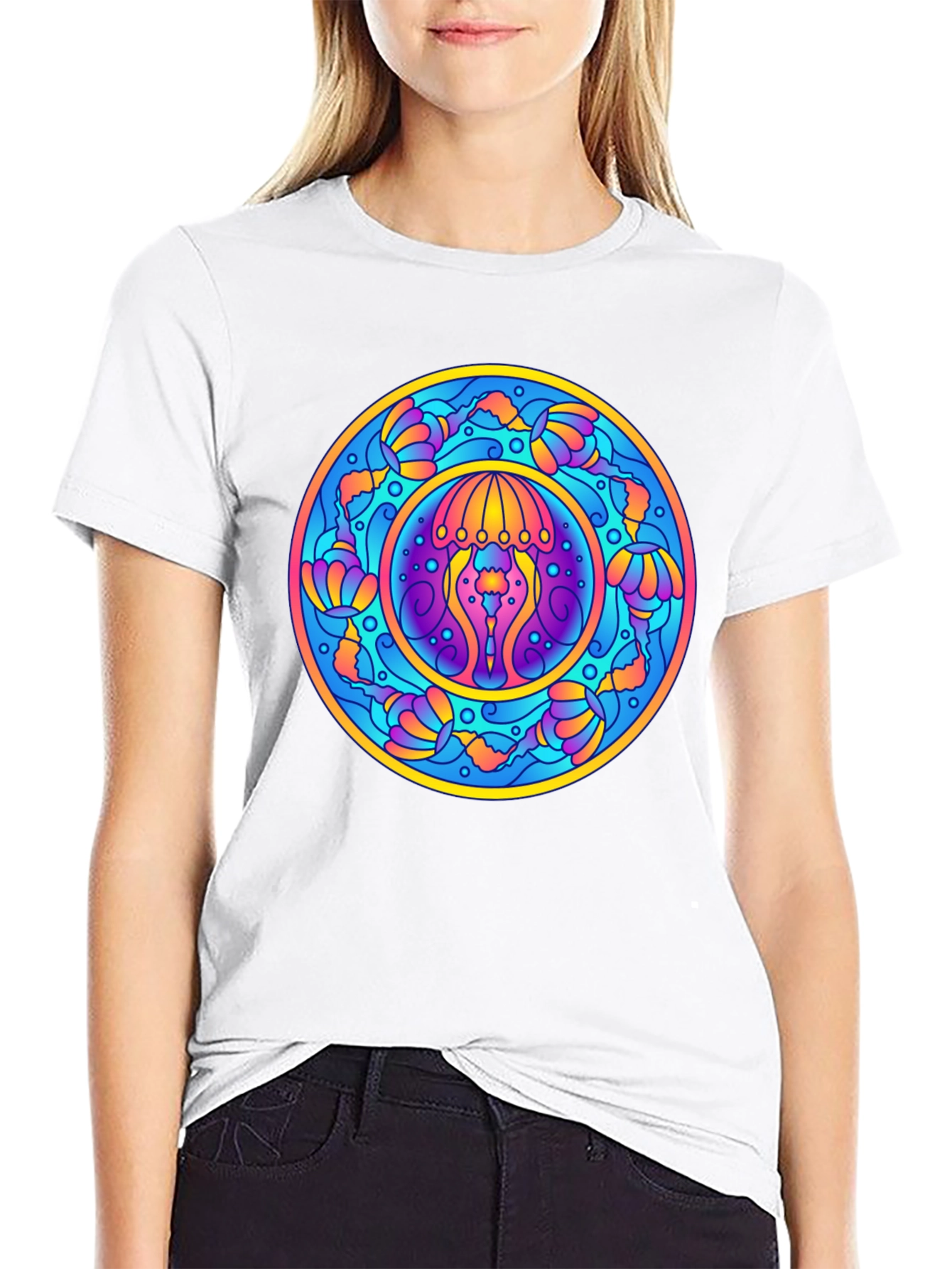 Psychedelic Jellyfish Mandala T-Shirt - Vivid Graphic Tee