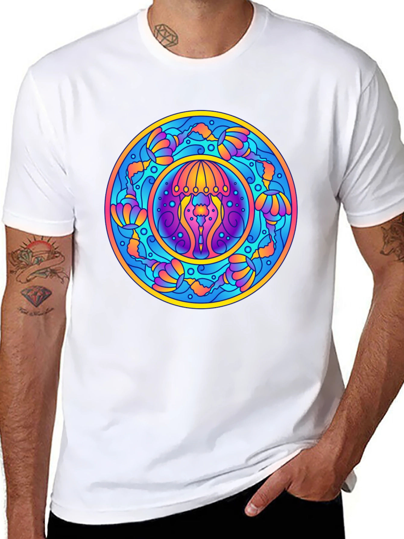Psychedelic Jellyfish Mandala T-Shirt - Vivid Graphic Tee