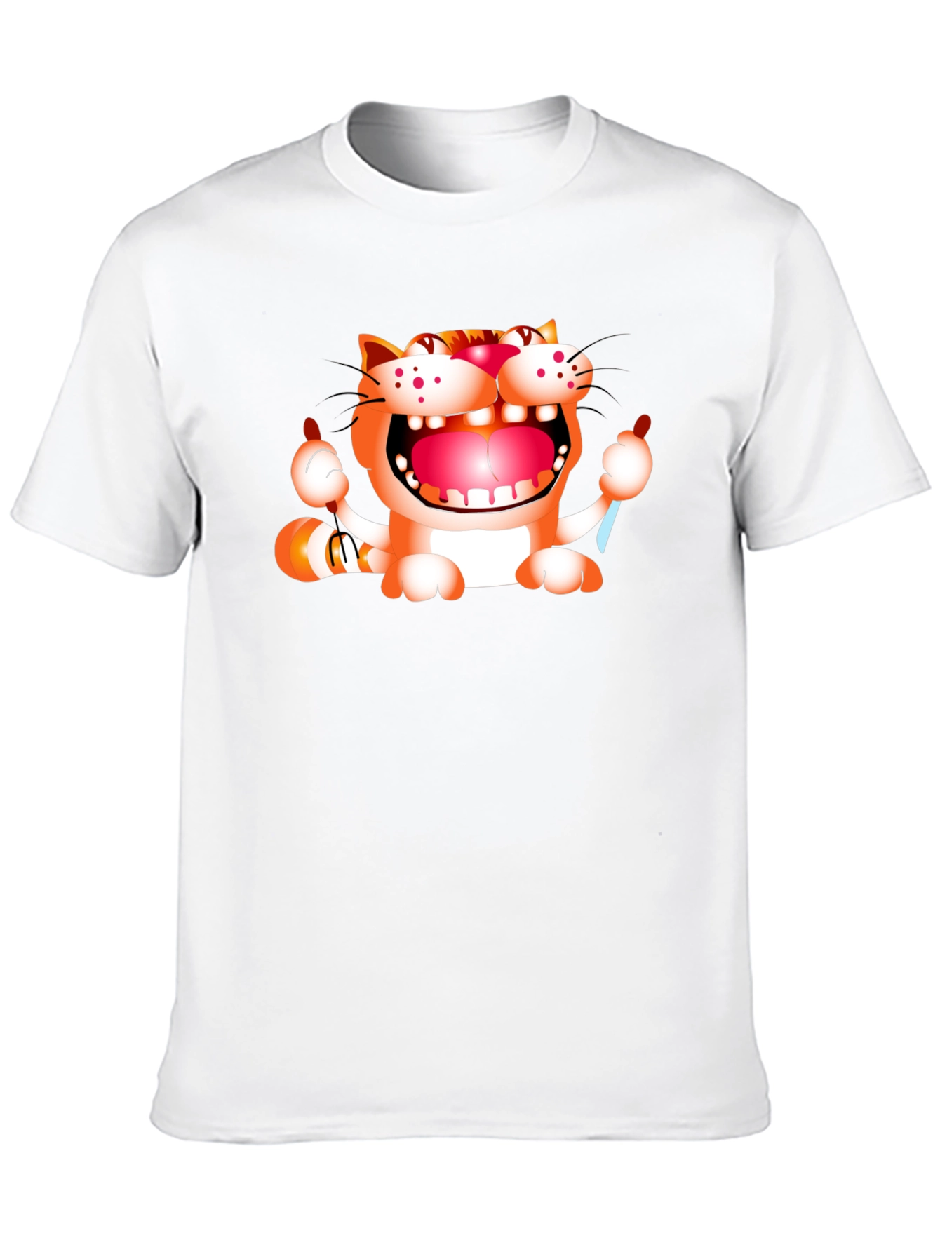 Cartoon Cat Graphic Black T-Shirt