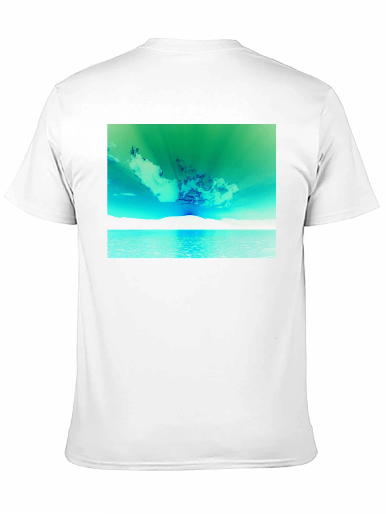 Vibrant Sky & Sea Graphic Tee - Black