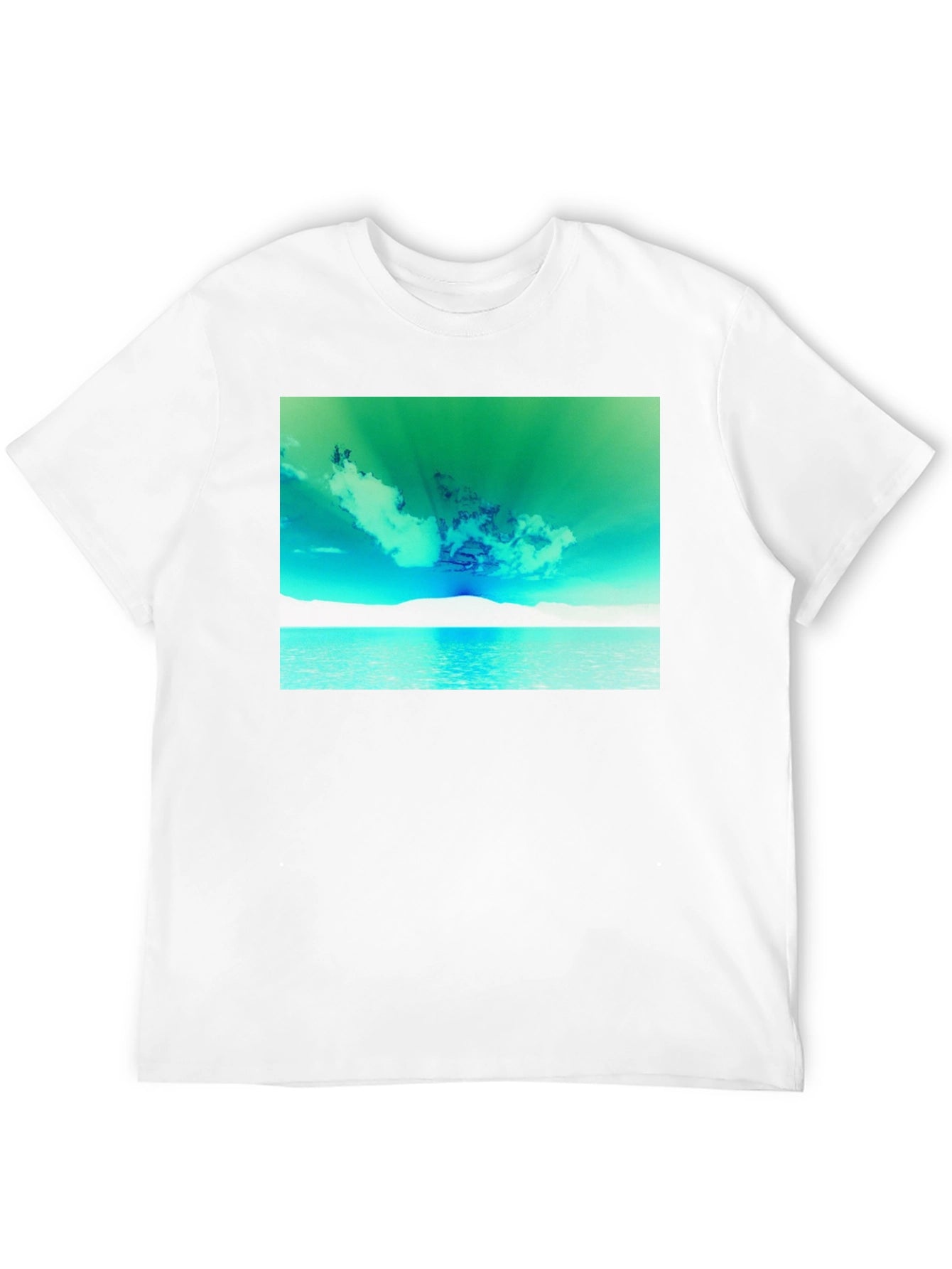 Vibrant Sky & Sea Graphic Tee - Black