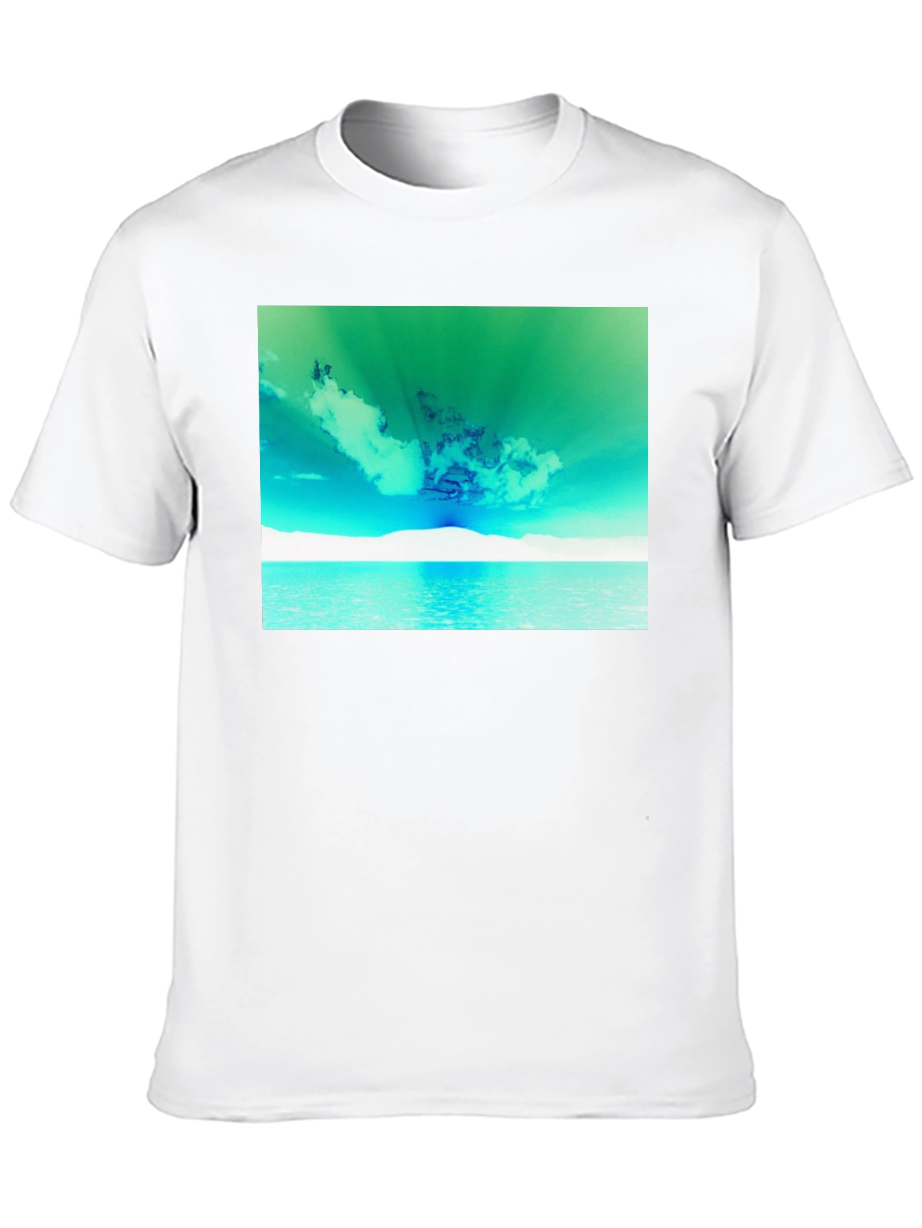 Vibrant Sky & Sea Graphic Tee - Black