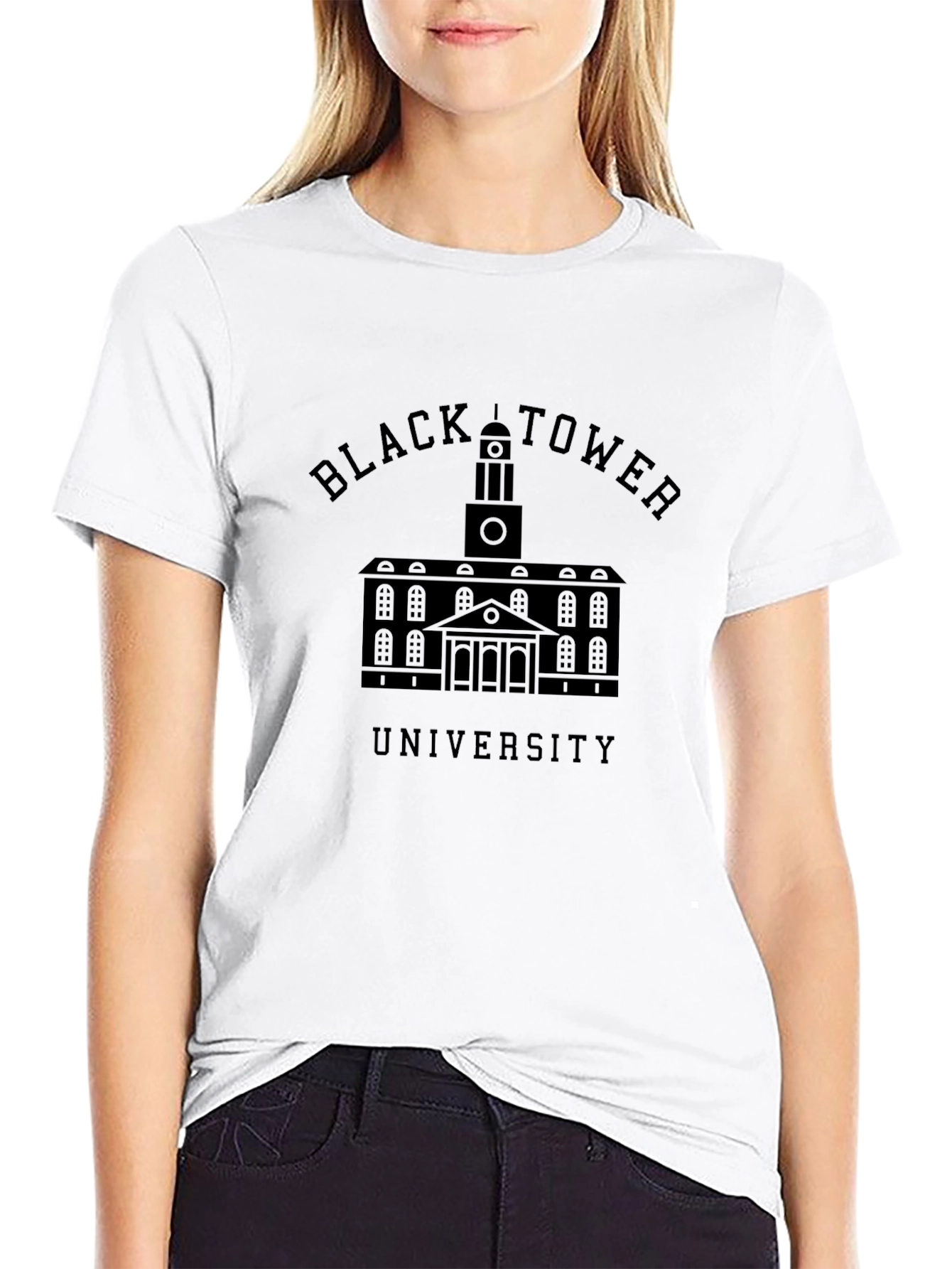 Black Tower University Graphic T-Shirt