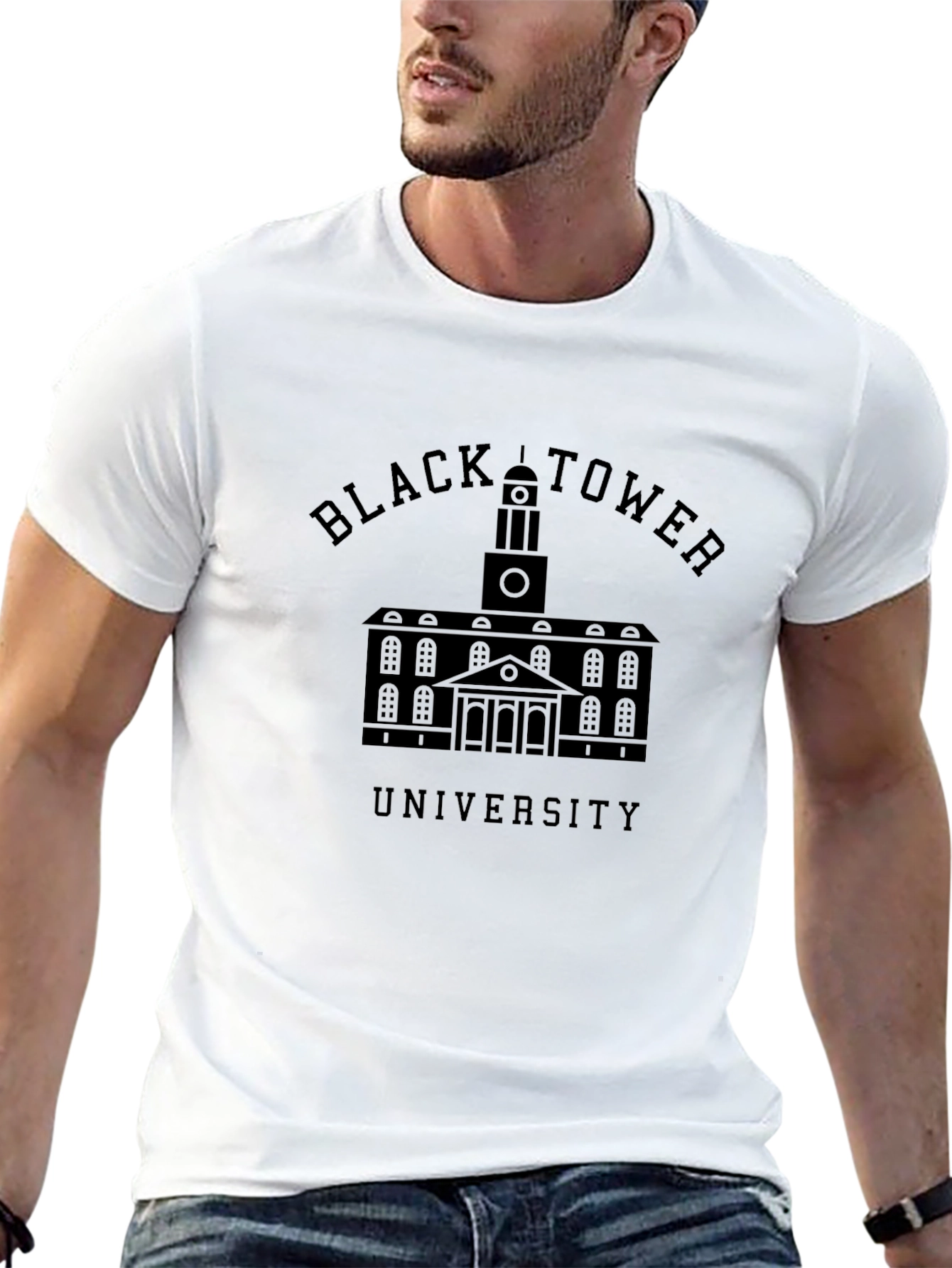 Black Tower University Graphic T-Shirt