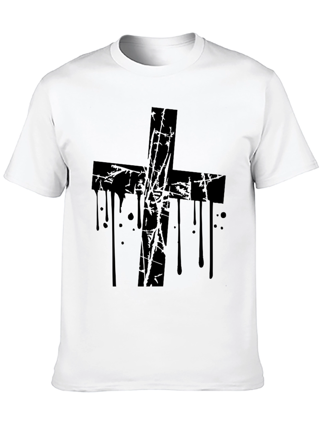 Grunge Cross Graphic Black T-Shirt