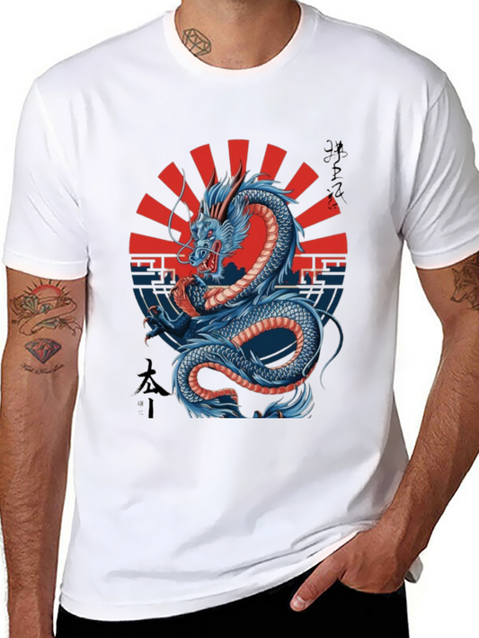 Dragon Graphic Black Tee - Japanese Art Style