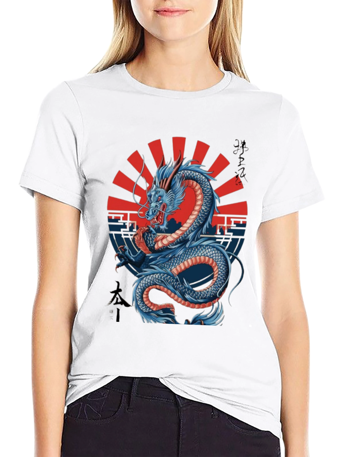 Dragon Graphic Black Tee - Japanese Art Style