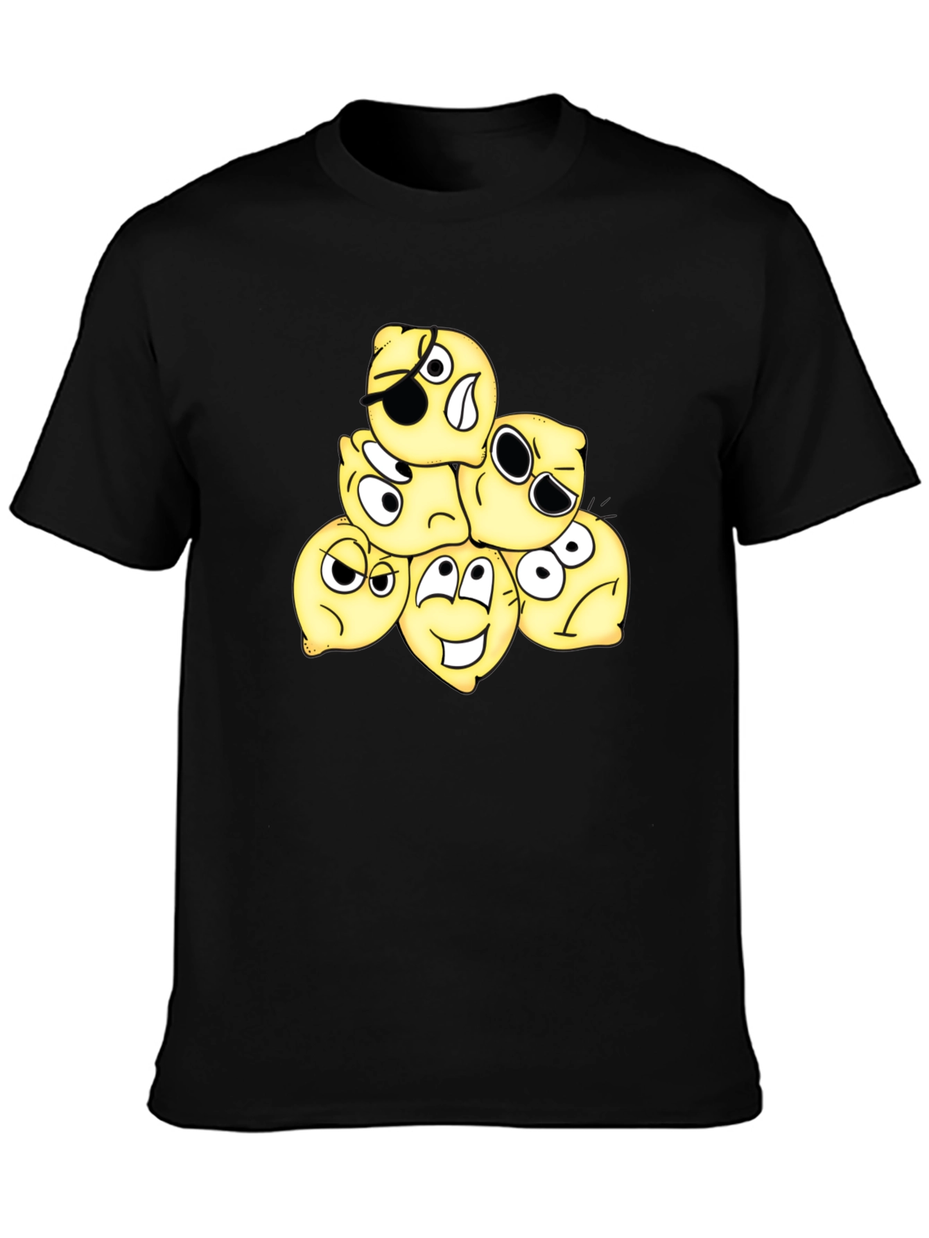 Funny Emoji Black Cotton T-Shirt