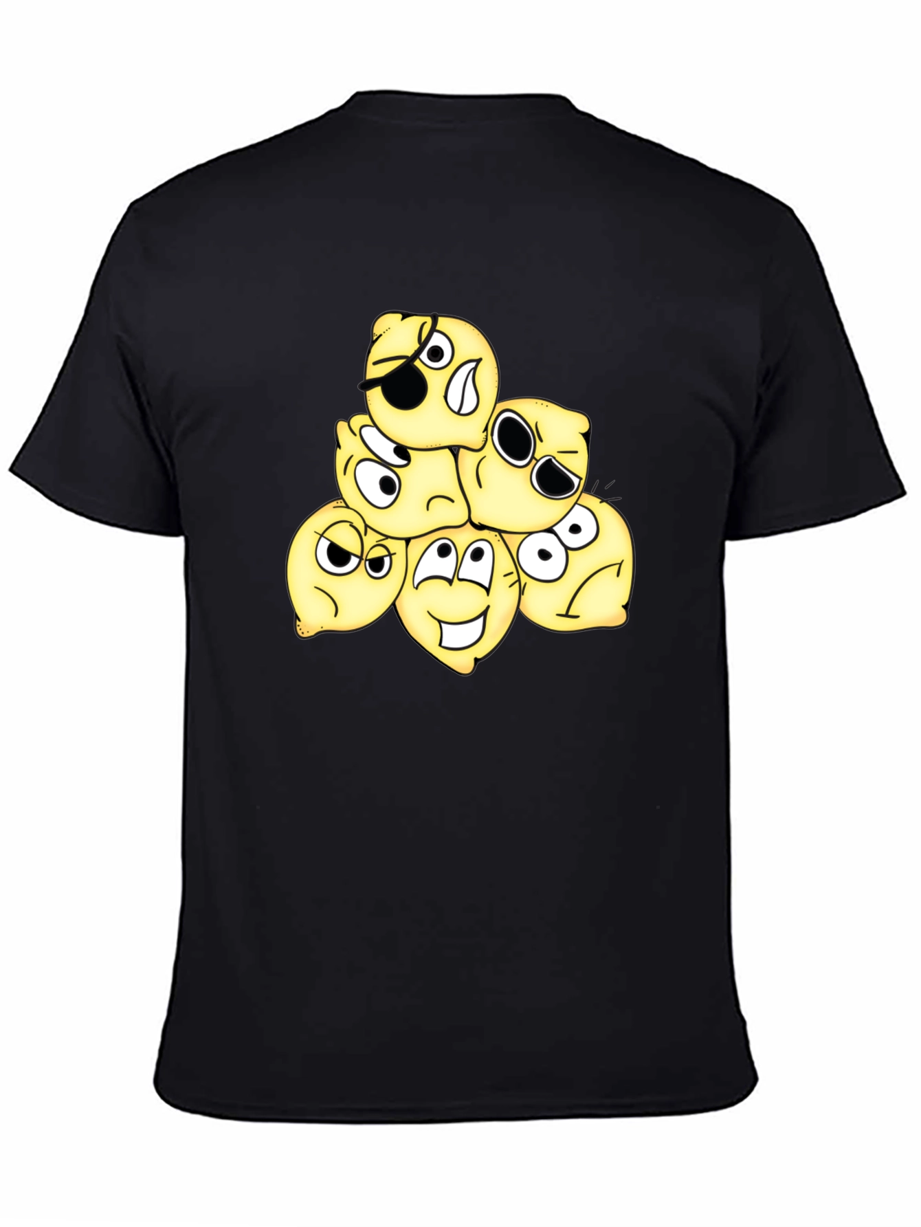 Funny Emoji Black Cotton T-Shirt
