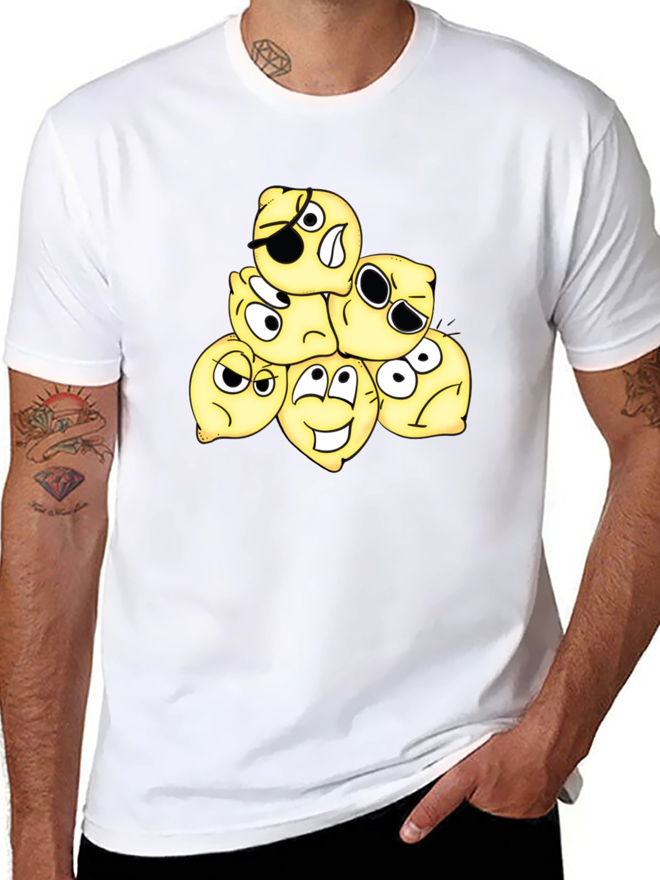 Funny Emoji Black Cotton T-Shirt