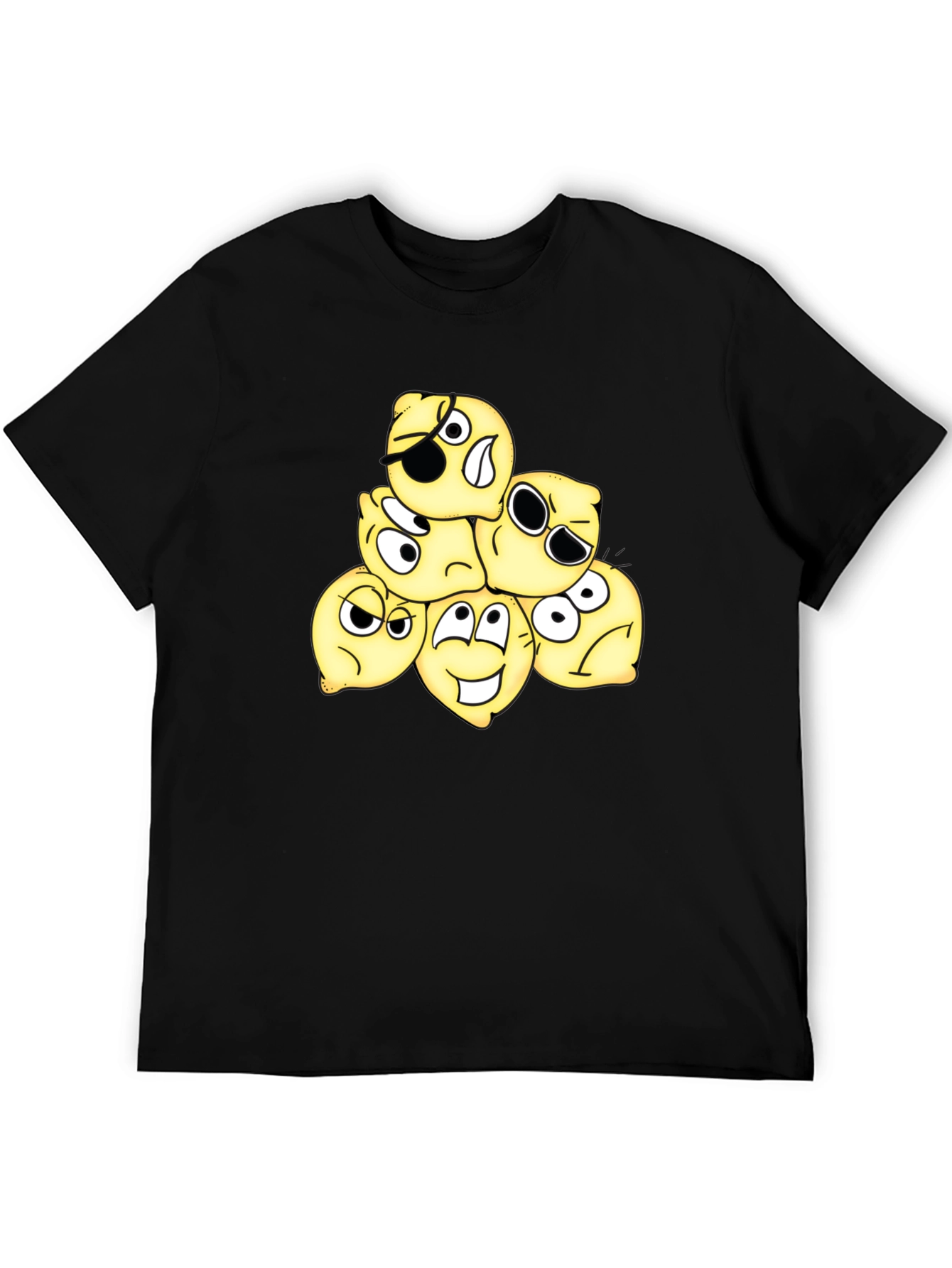 Funny Emoji Black Cotton T-Shirt