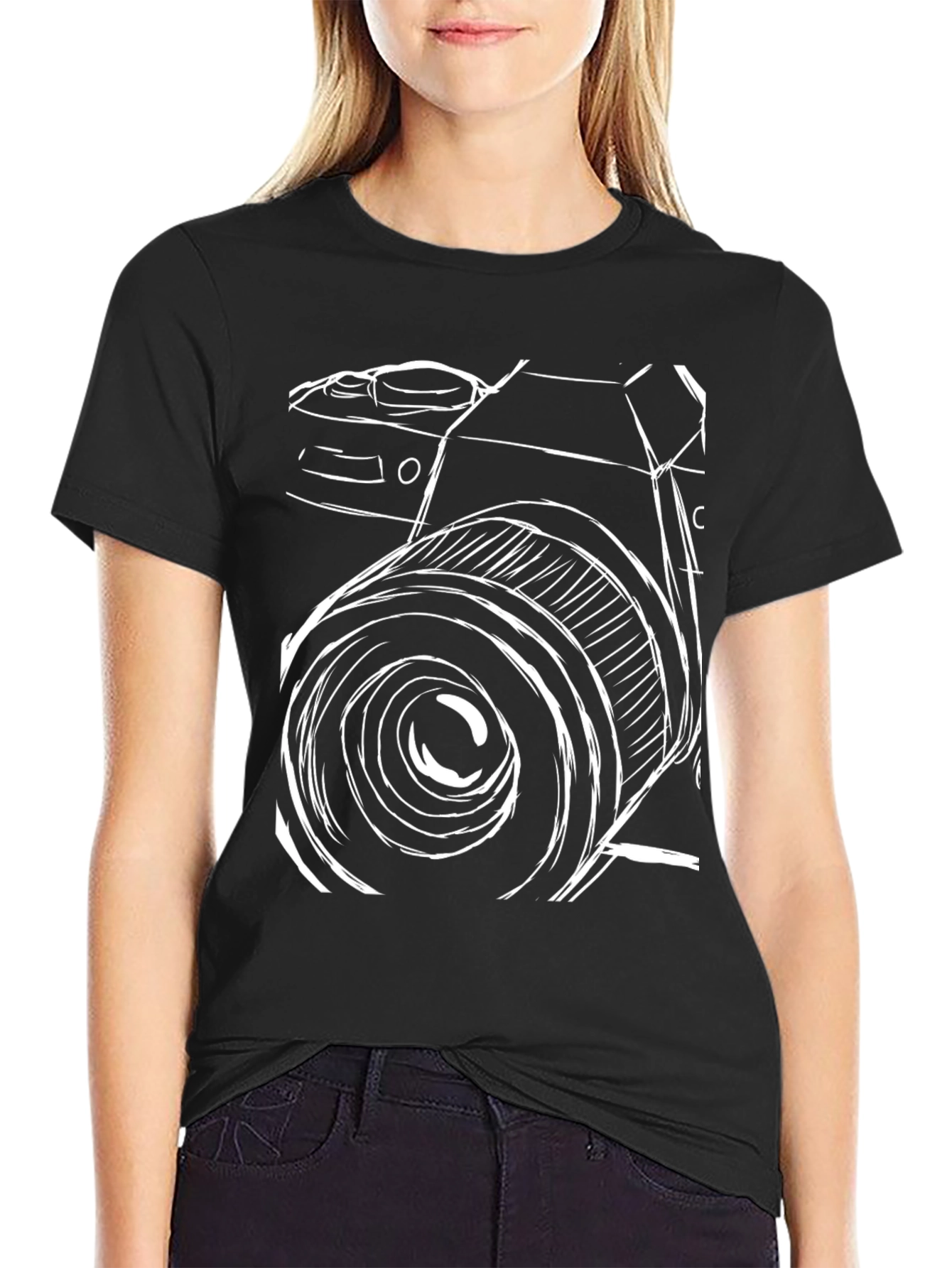 Abstract Camera Graphic Black T-Shirt