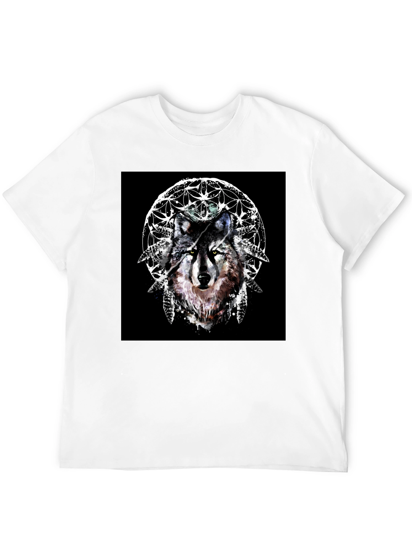 Wolf Dreamcatcher Graphic Tee - Stylish Black T-Shirt