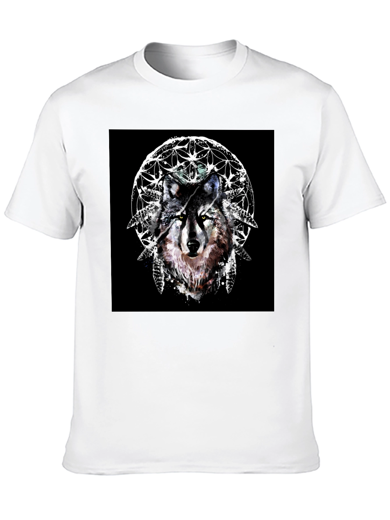 Wolf Dreamcatcher Graphic Tee - Stylish Black T-Shirt