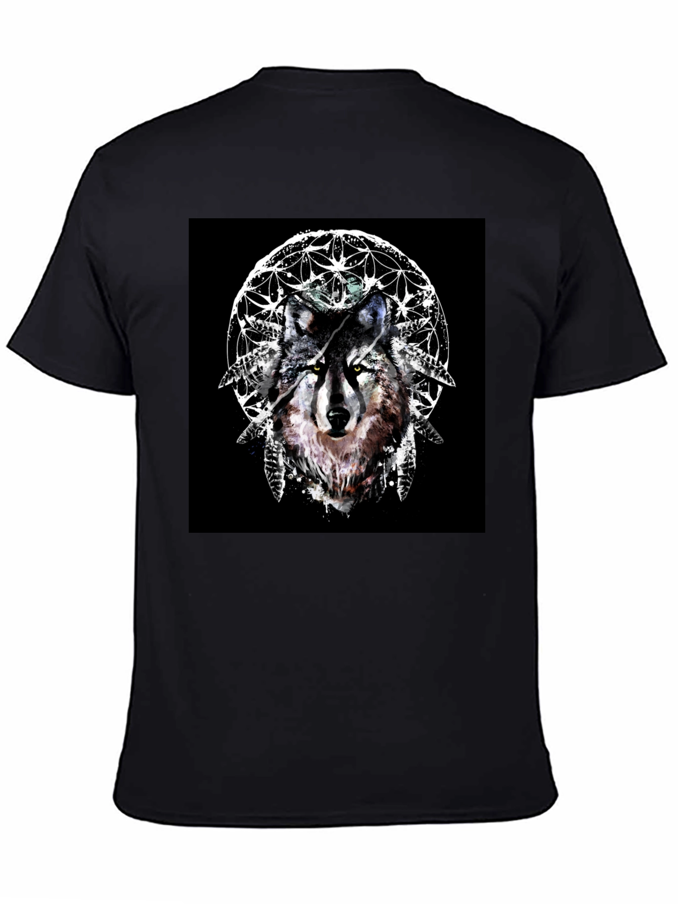 Wolf Dreamcatcher Graphic Tee - Stylish Black T-Shirt