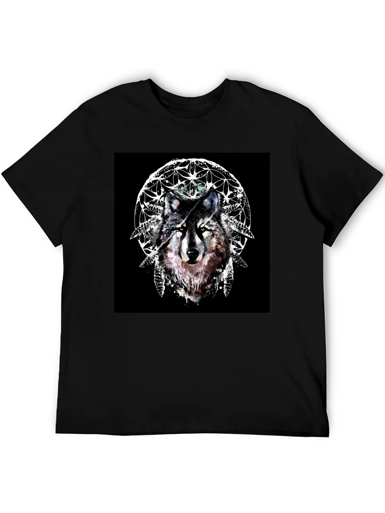 Wolf Dreamcatcher Graphic Tee - Stylish Black T-Shirt