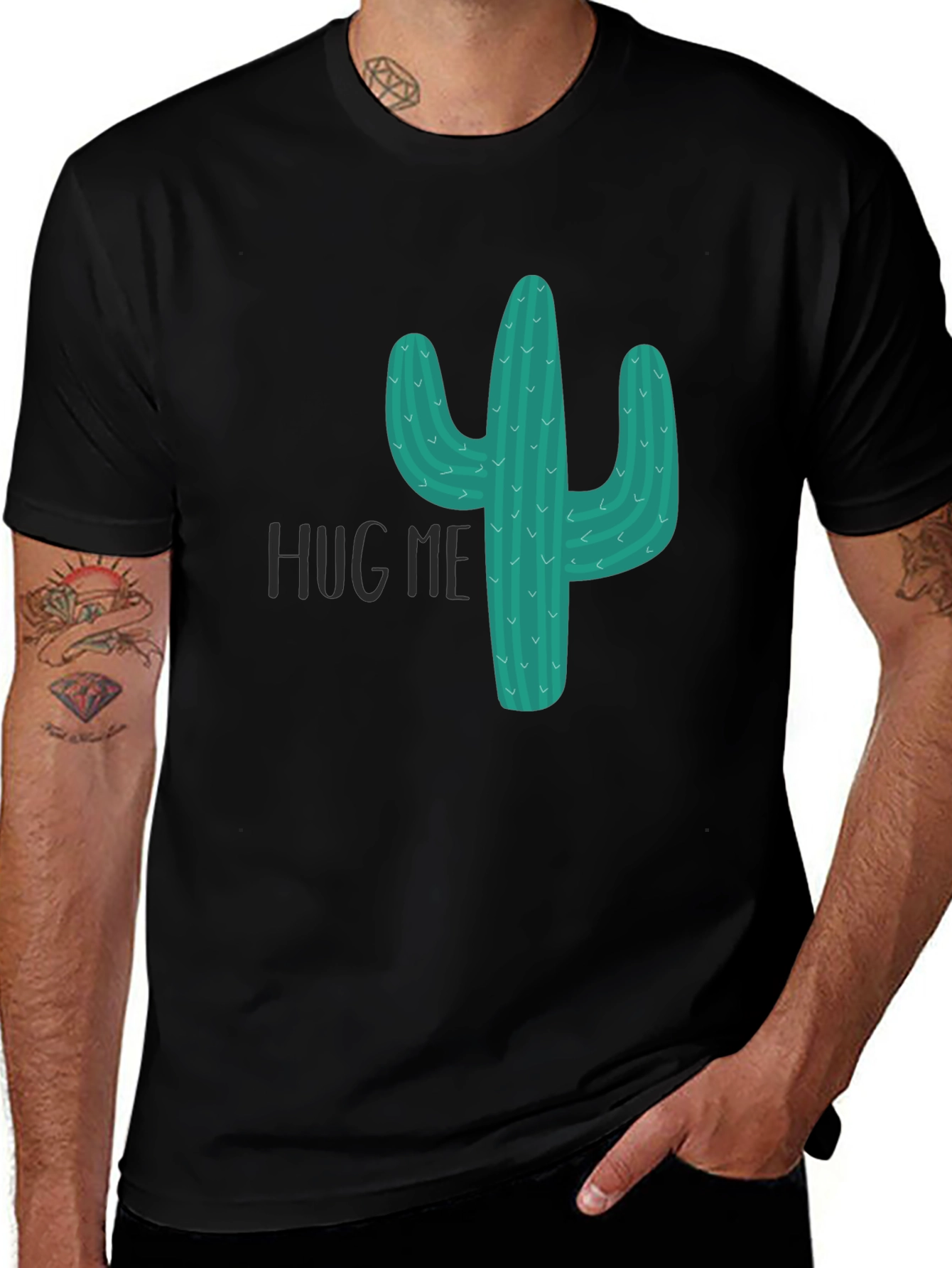 Cactus Hug Me T-Shirt - Novelty Graphic Tee