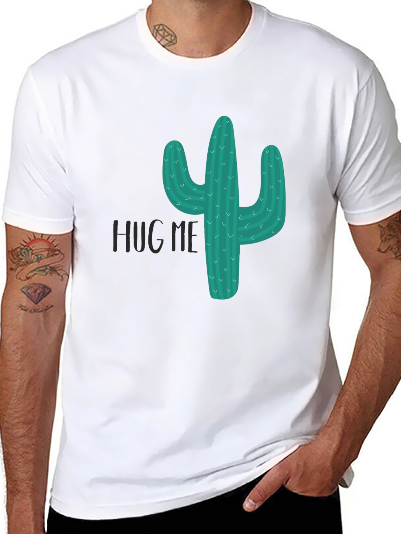 Cactus Hug Me T-Shirt - Novelty Graphic Tee