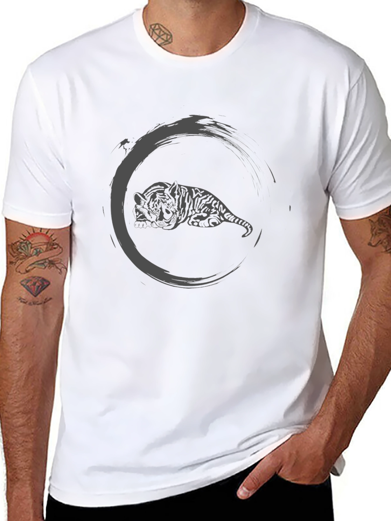 Zen Tiger Graphic Tee - Black Cotton Comfort