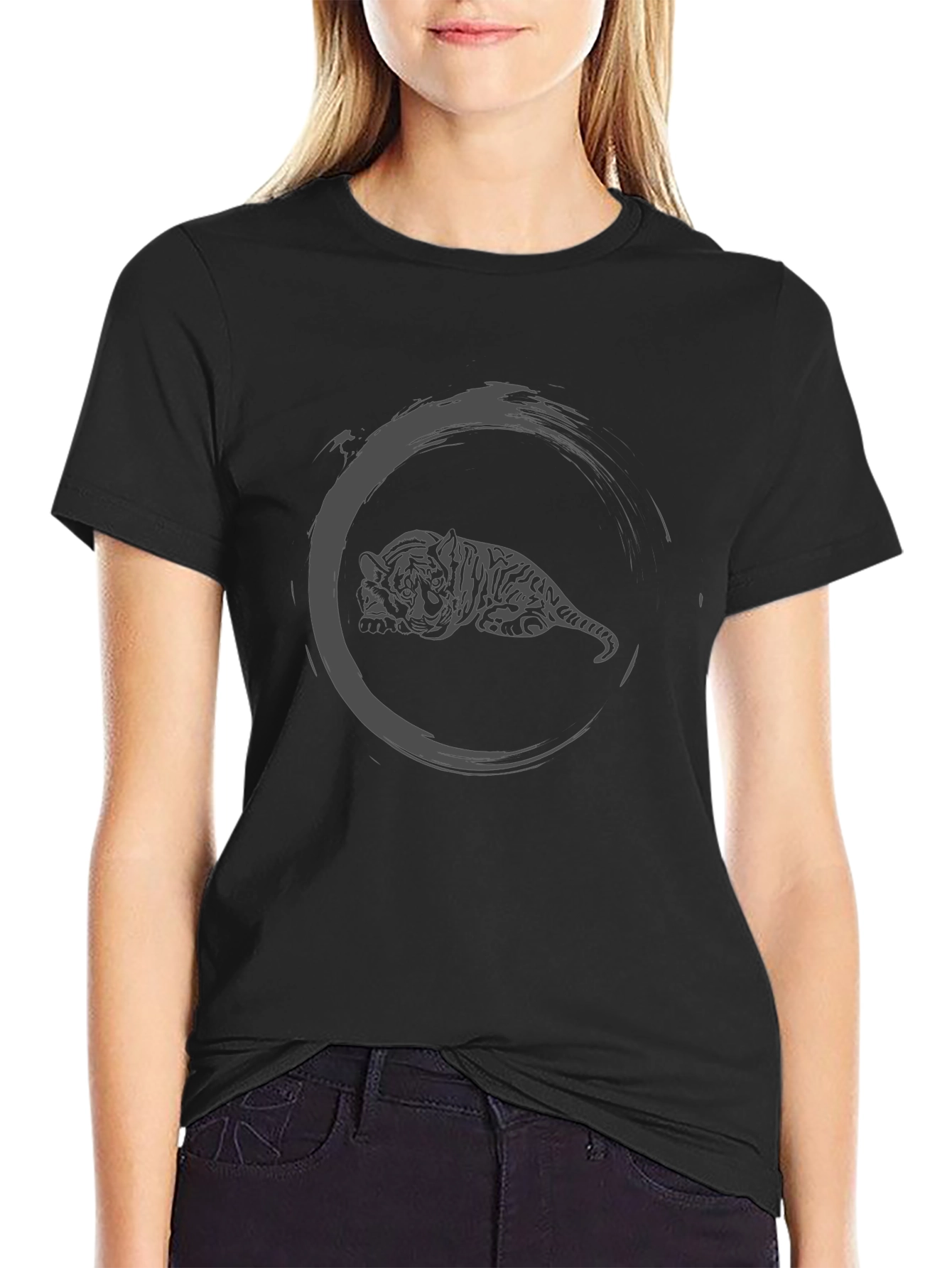 Zen Tiger Graphic Tee - Black Cotton Comfort