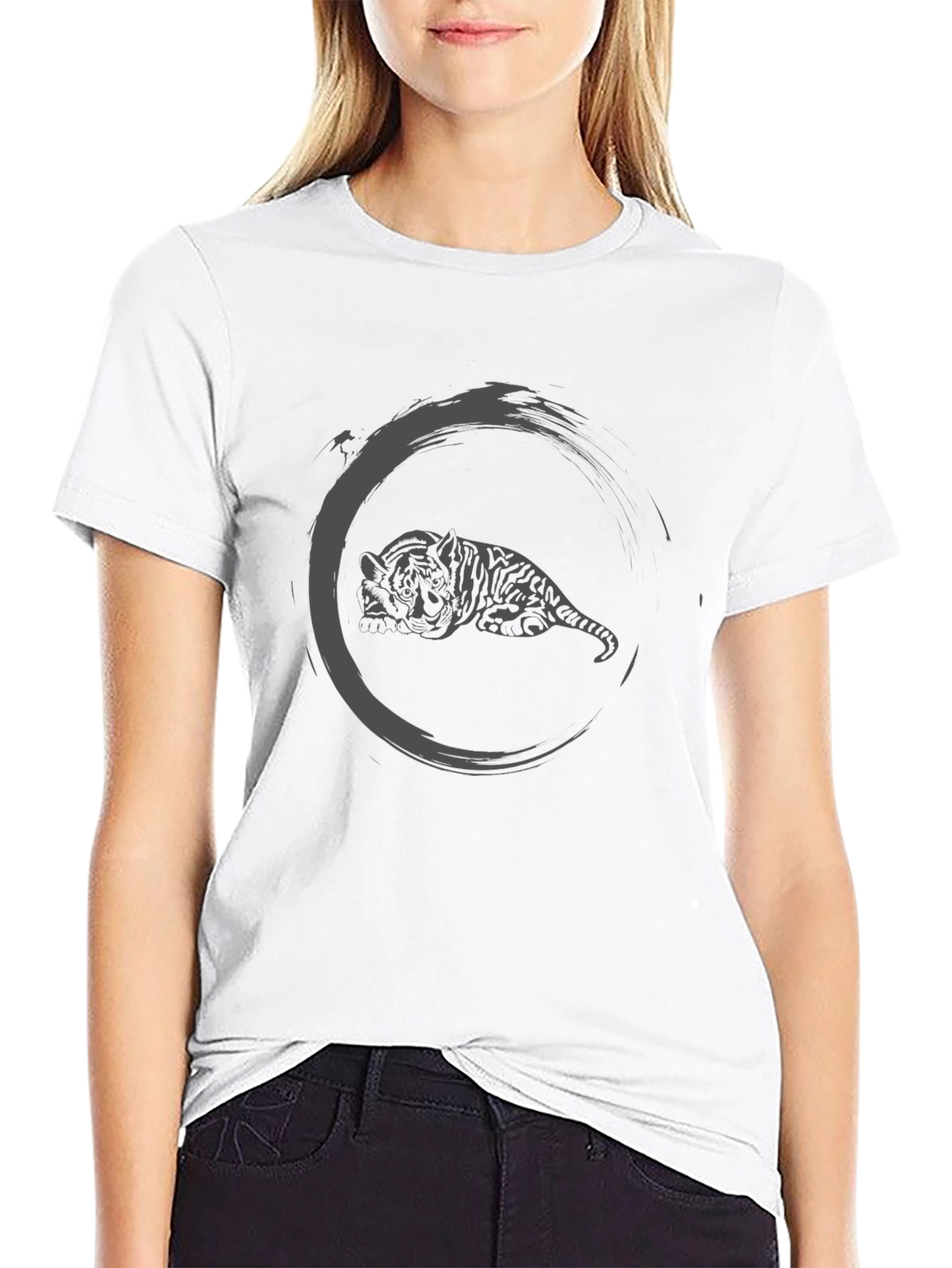 Zen Tiger Graphic Tee - Black Cotton Comfort