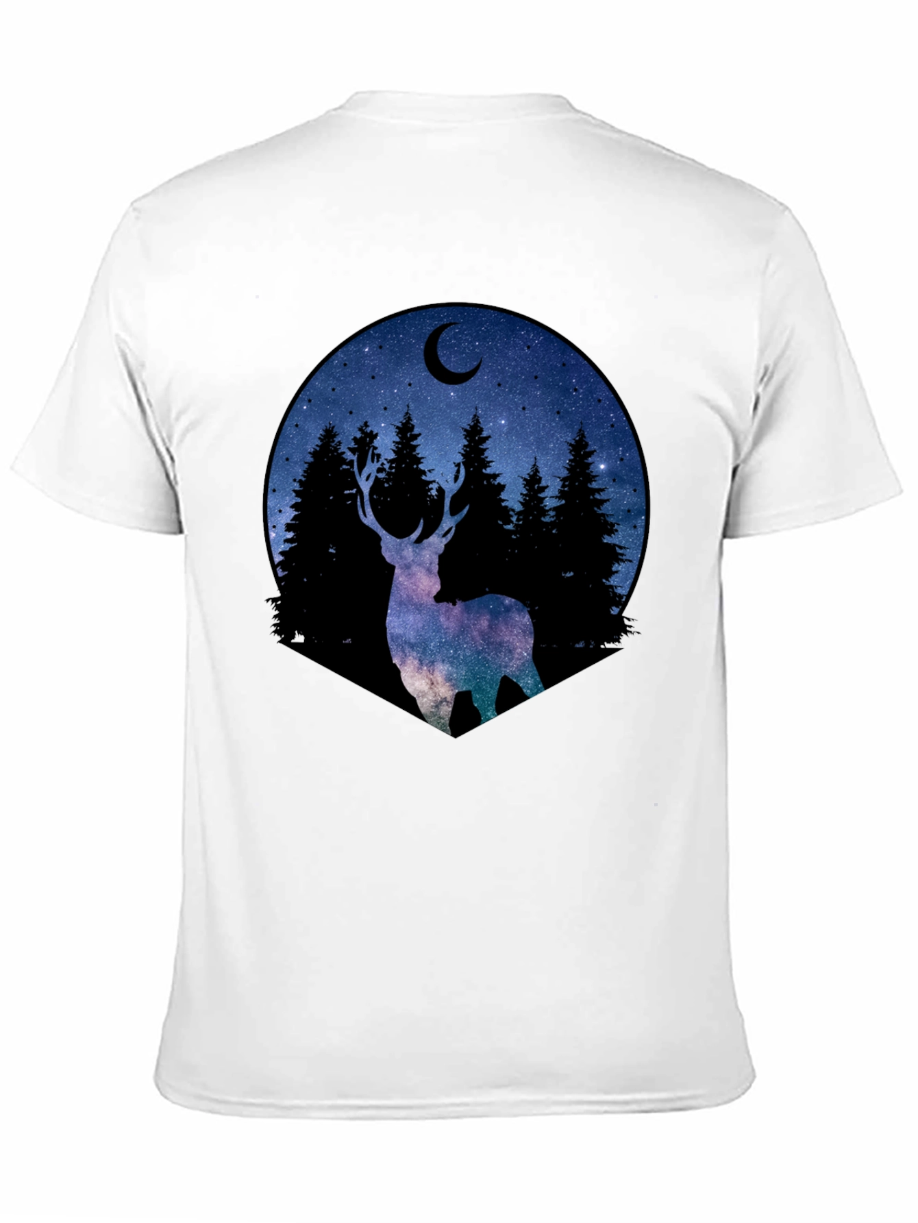 Celestial Deer Graphic Tee - Black Cotton Blend