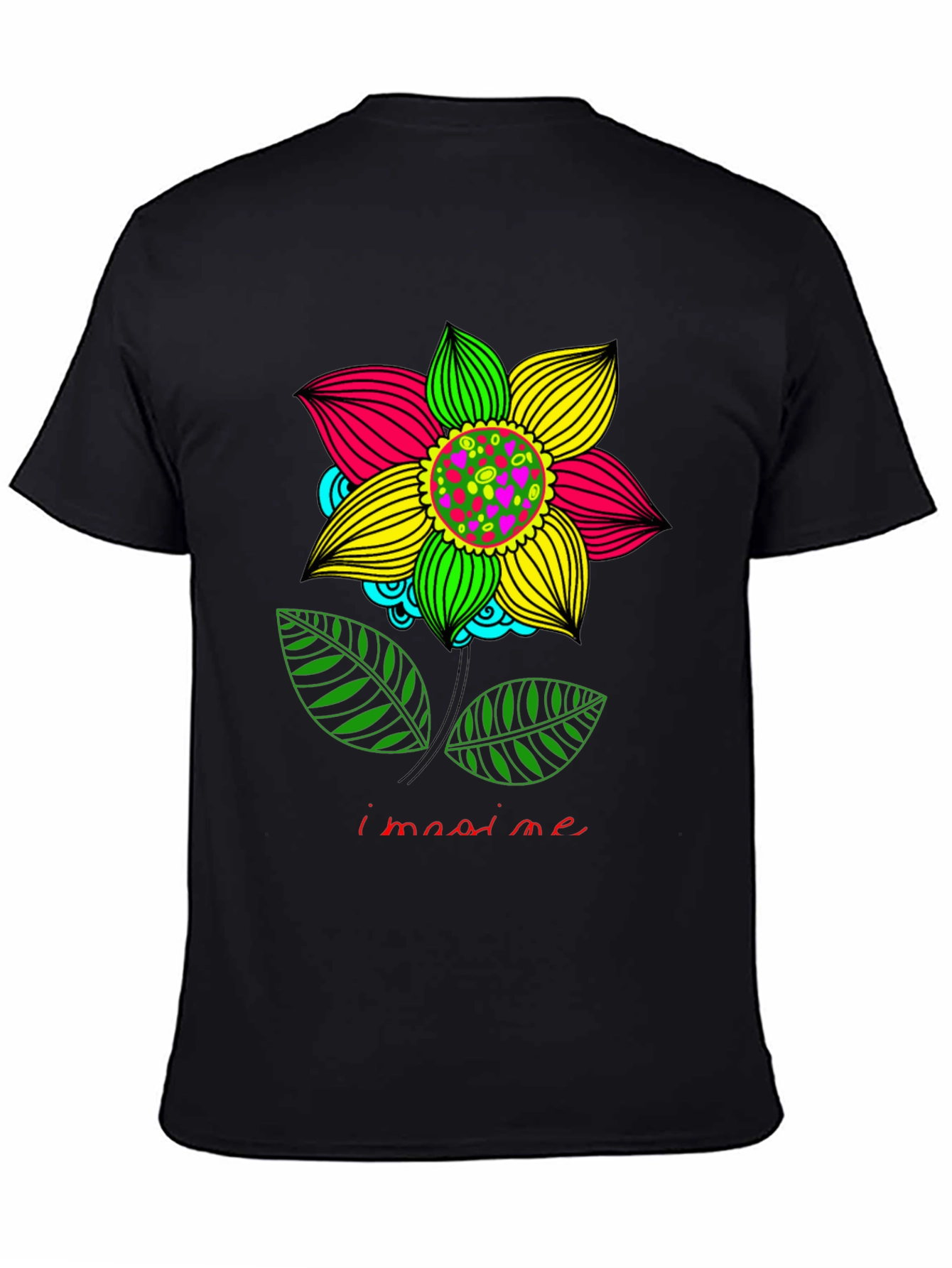 Imagine Flower Graphic Print Black T-Shirt