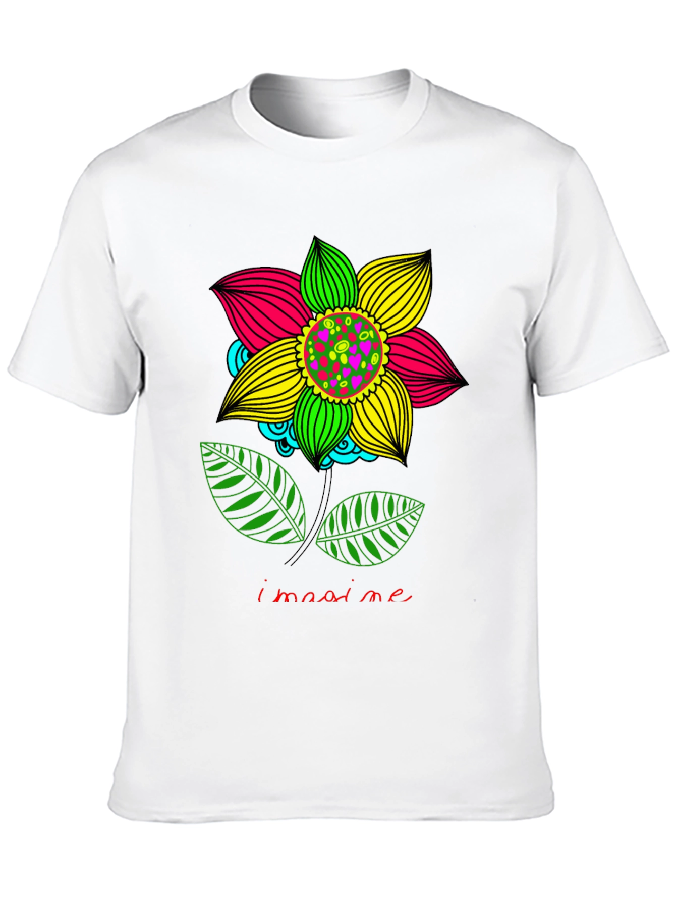 Imagine Flower Graphic Print Black T-Shirt