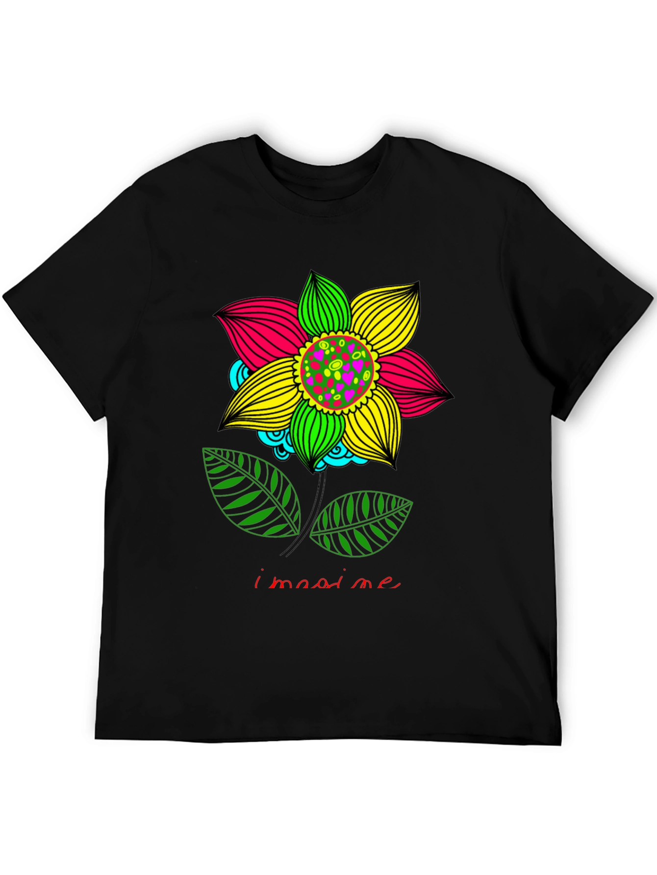 Imagine Flower Graphic Print Black T-Shirt