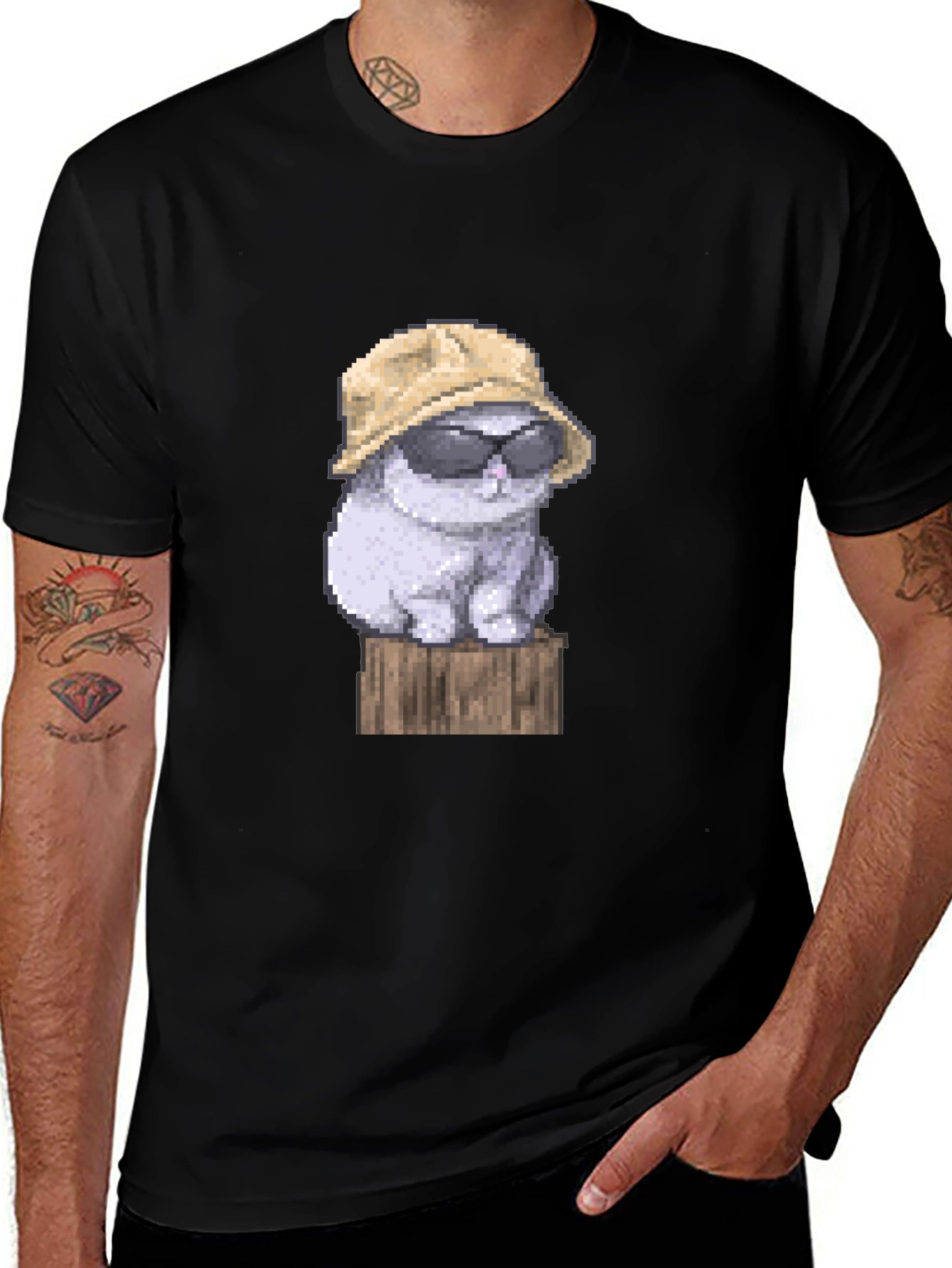 Pixel Cat T-Shirt - Funny Graphic Tee