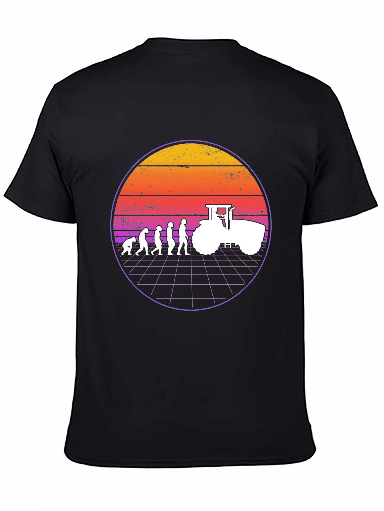 Farming Evolution T-Shirt - Retro Sunset Tractor Tee
