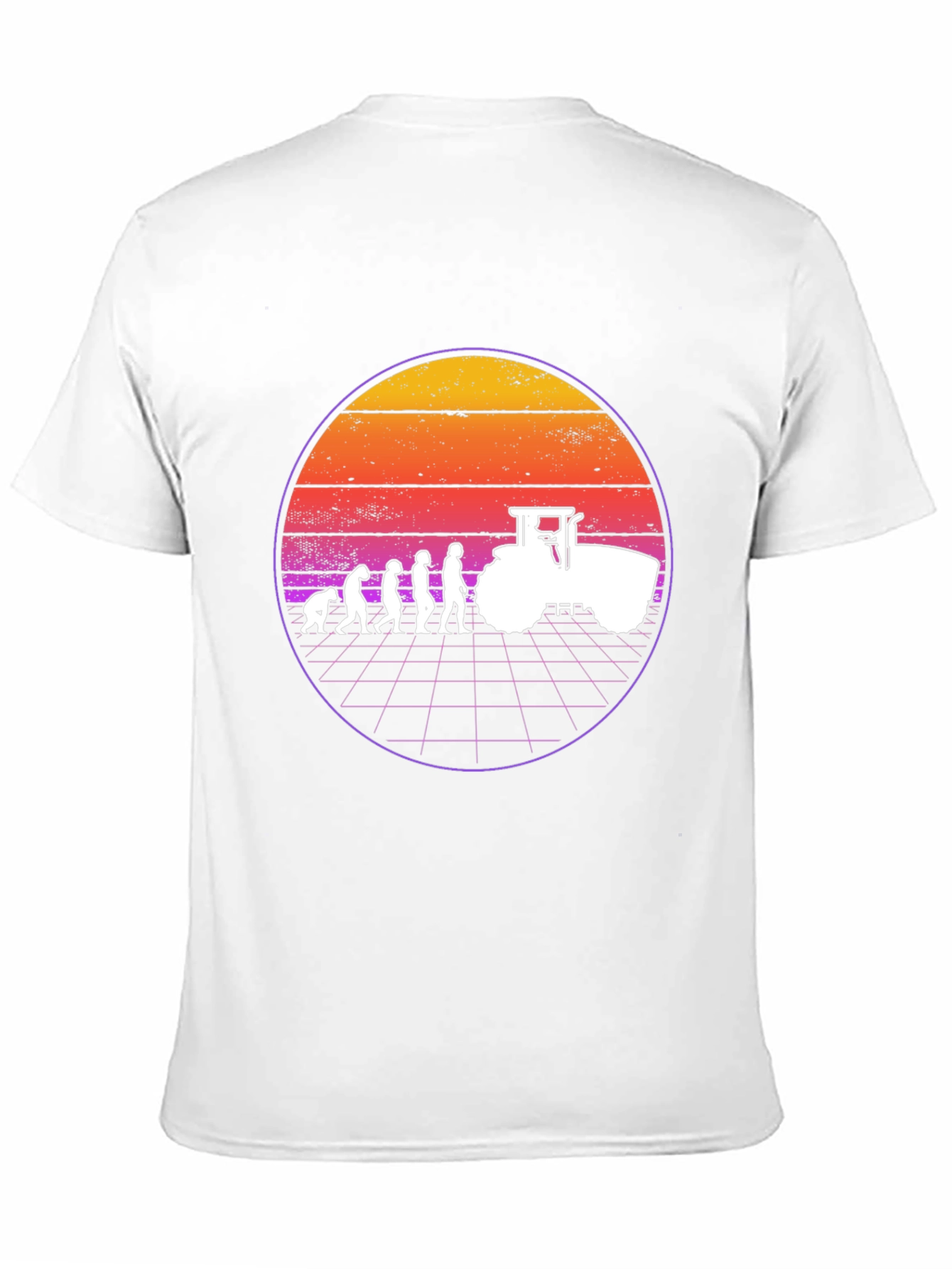 Farming Evolution T-Shirt - Retro Sunset Tractor Tee