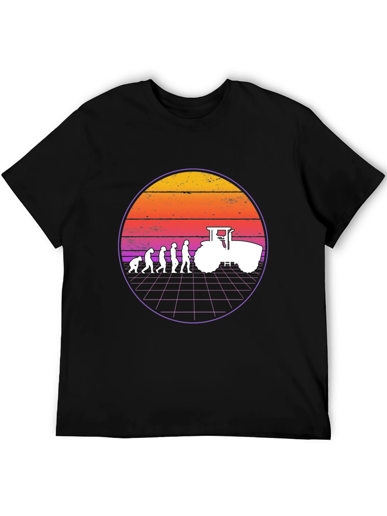 Farming Evolution T-Shirt - Retro Sunset Tractor Tee