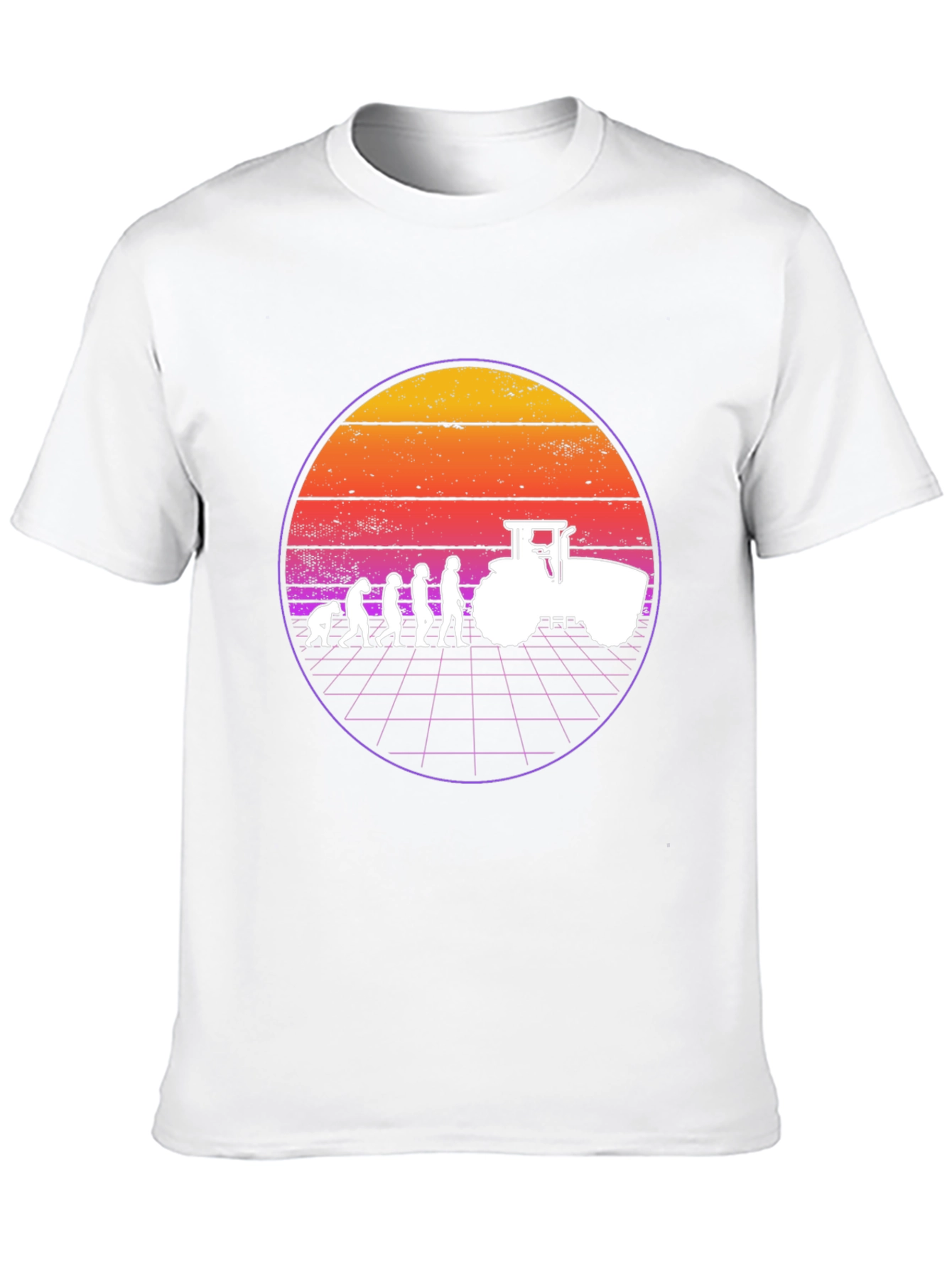 Farming Evolution T-Shirt - Retro Sunset Tractor Tee