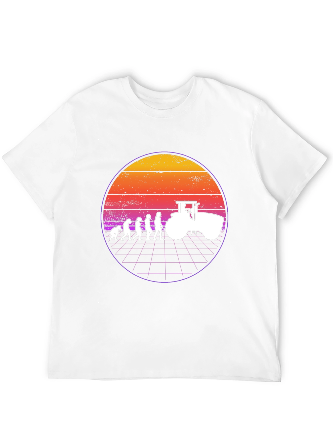 Farming Evolution T-Shirt - Retro Sunset Tractor Tee