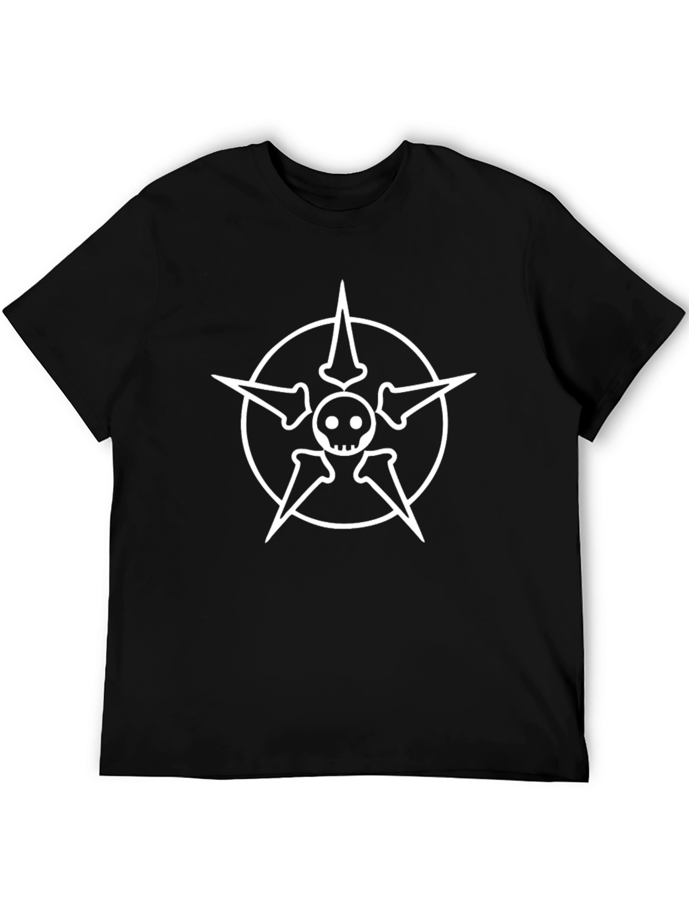Black T-Shirt with Skull Star Graphic