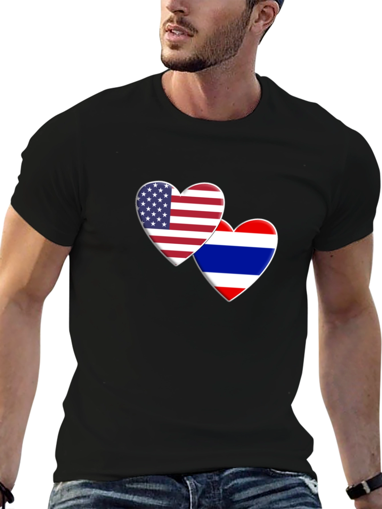 USA & Thailand Flag Heart T-Shirt