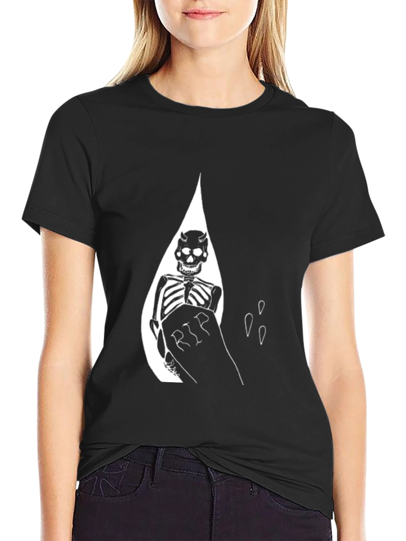 Black Skeleton RIP Graphic Tee