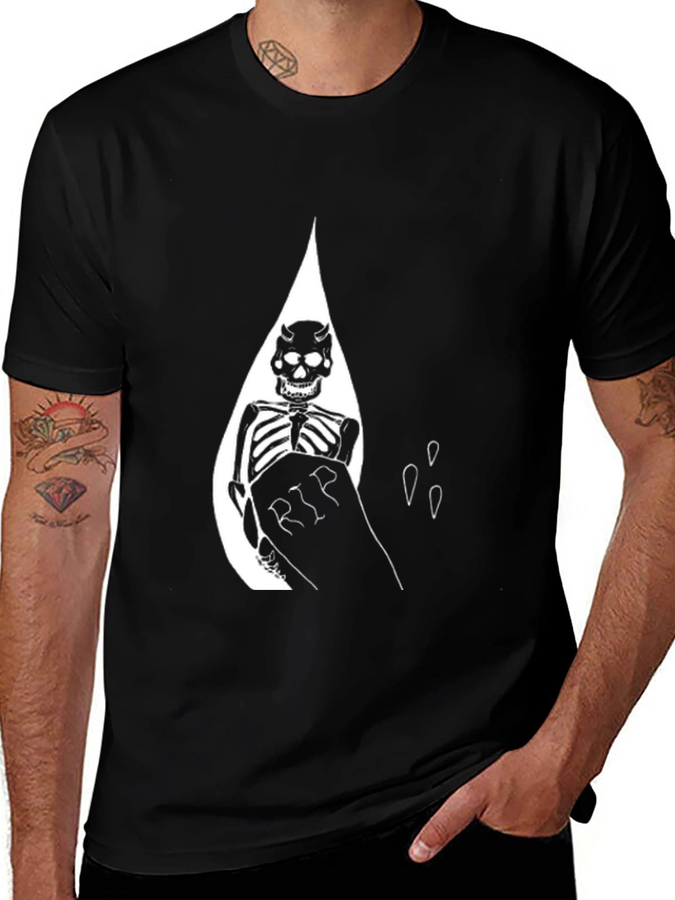 Black Skeleton RIP Graphic Tee
