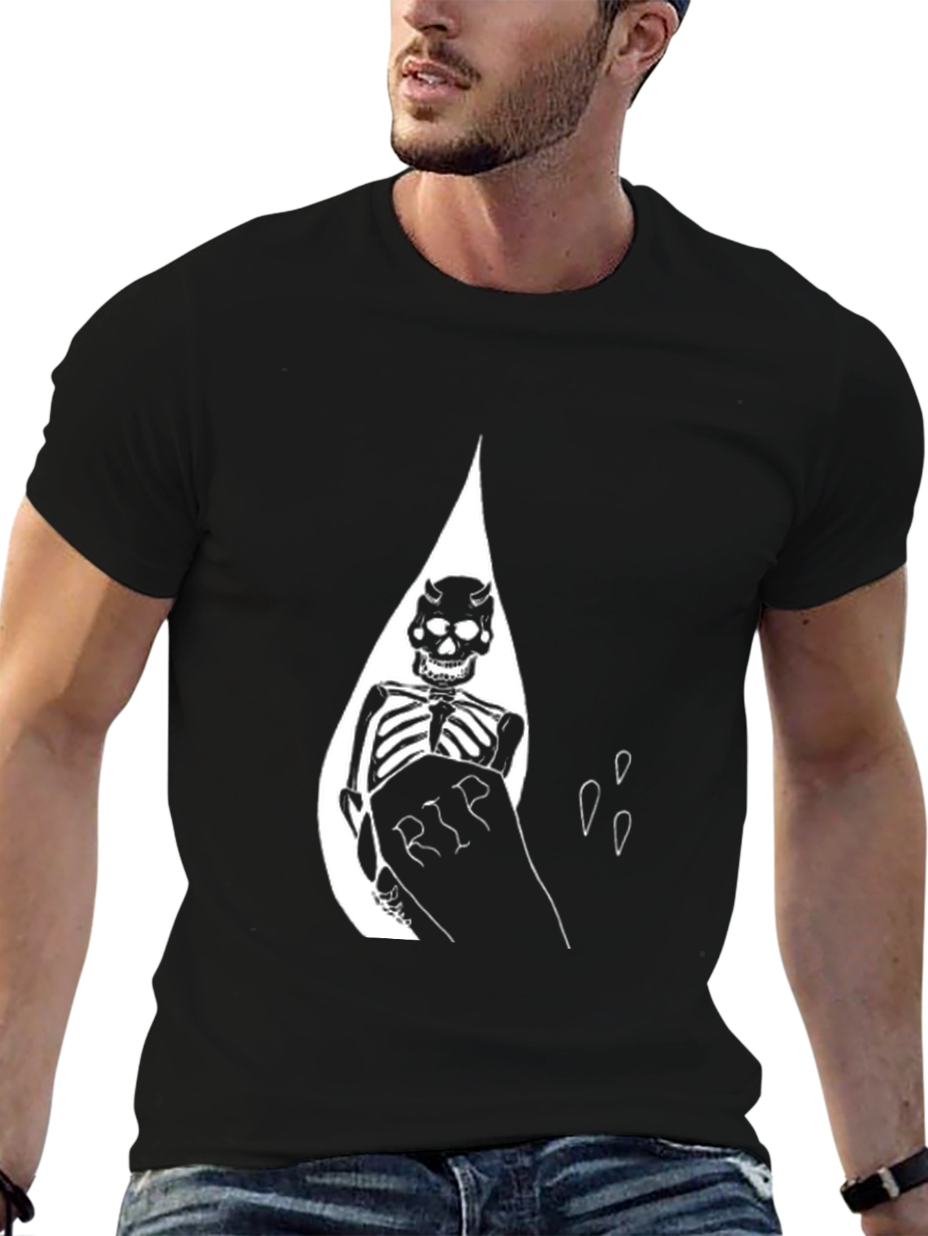 Black Skeleton RIP Graphic Tee