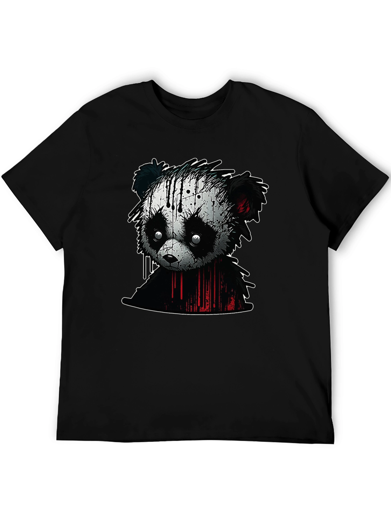 Edgy Panda Graphic Tee - Black Cotton Blend