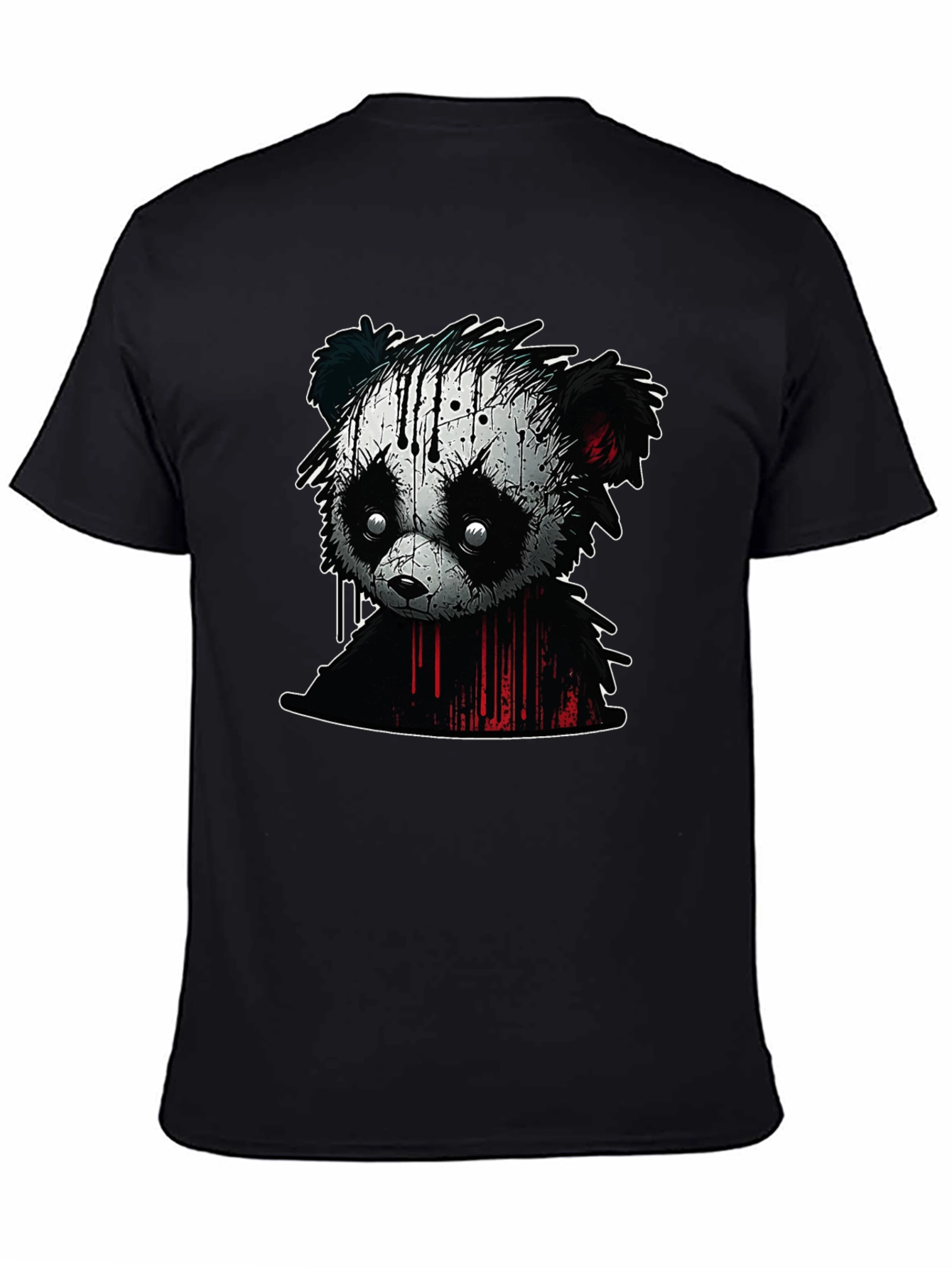 Edgy Panda Graphic Tee - Black Cotton Blend