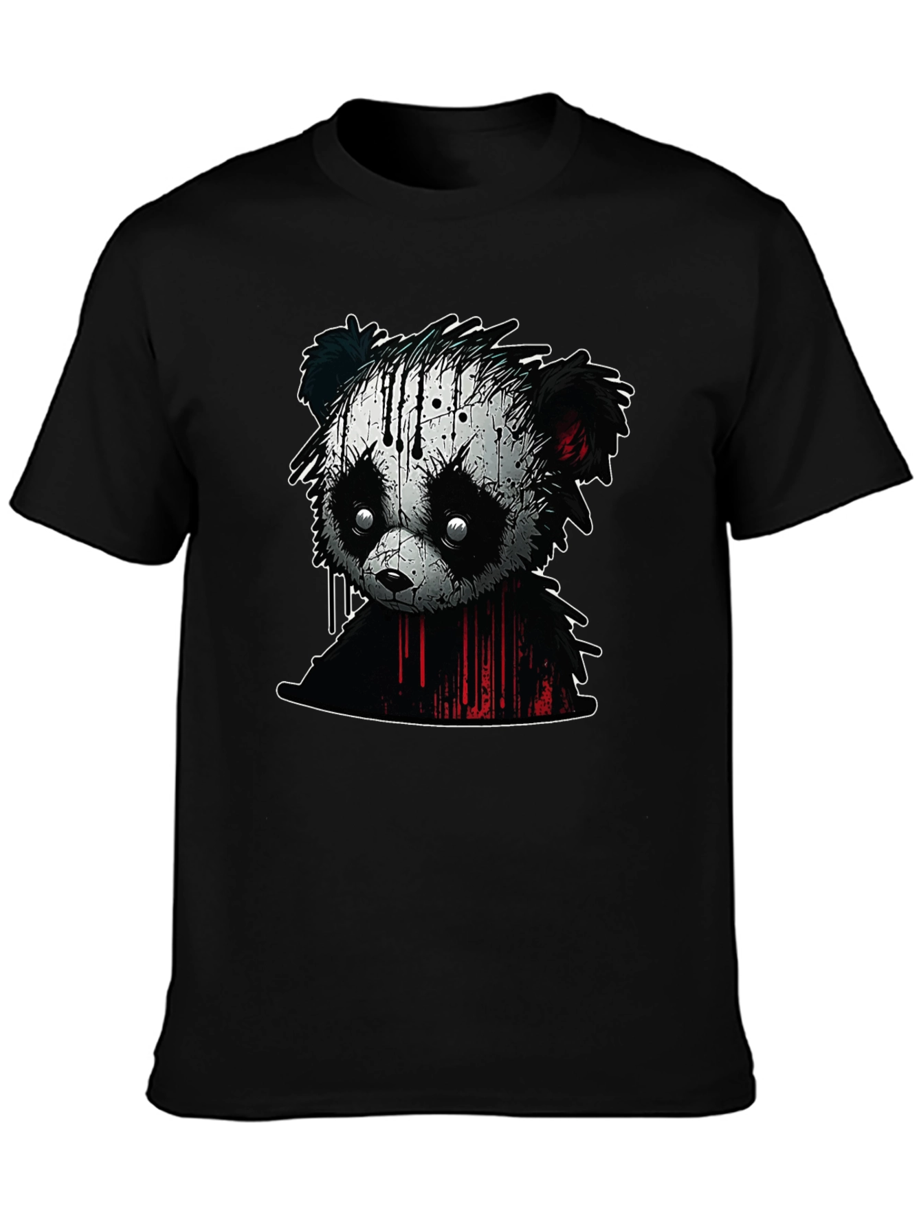 Edgy Panda Graphic Tee - Black Cotton Blend