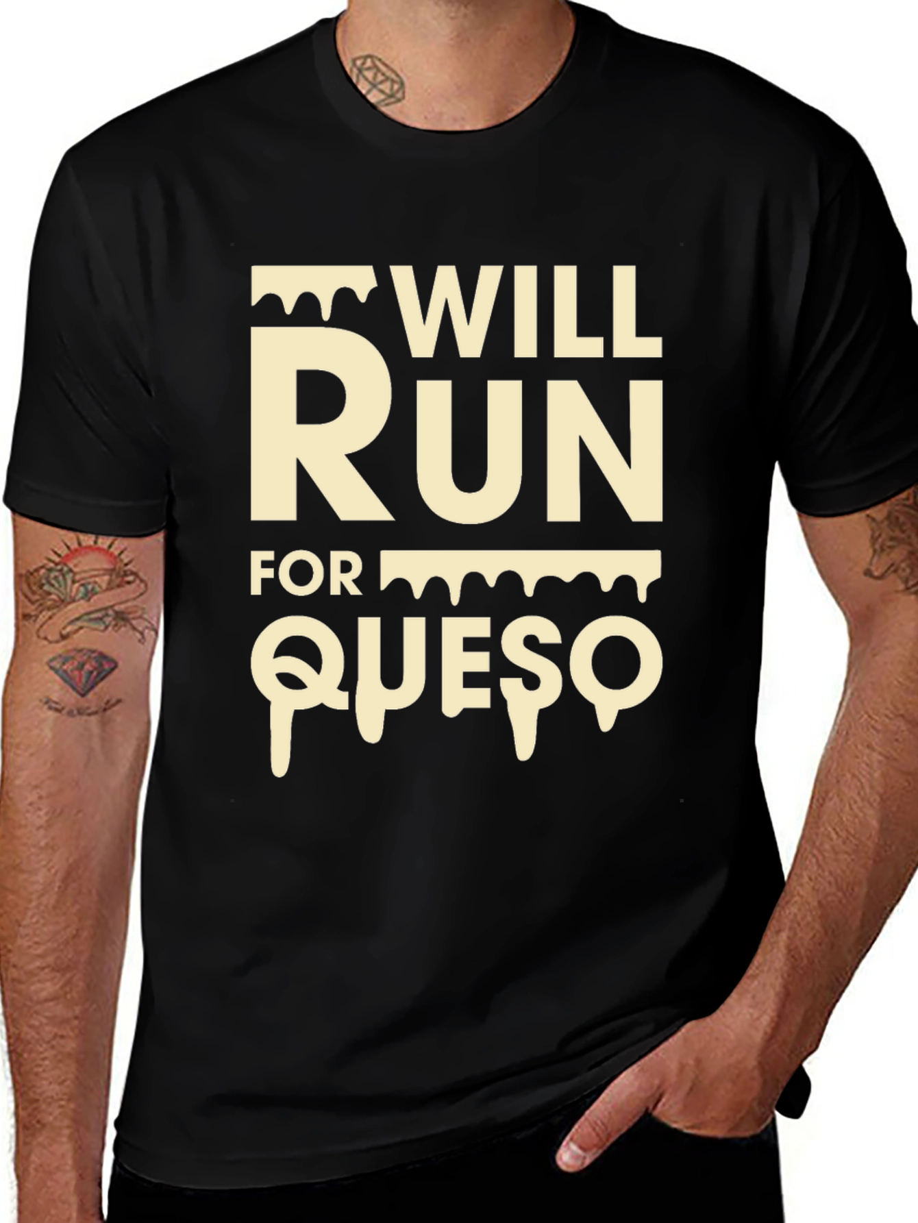 Will Run For Queso - Funny Foodie T-Shirt