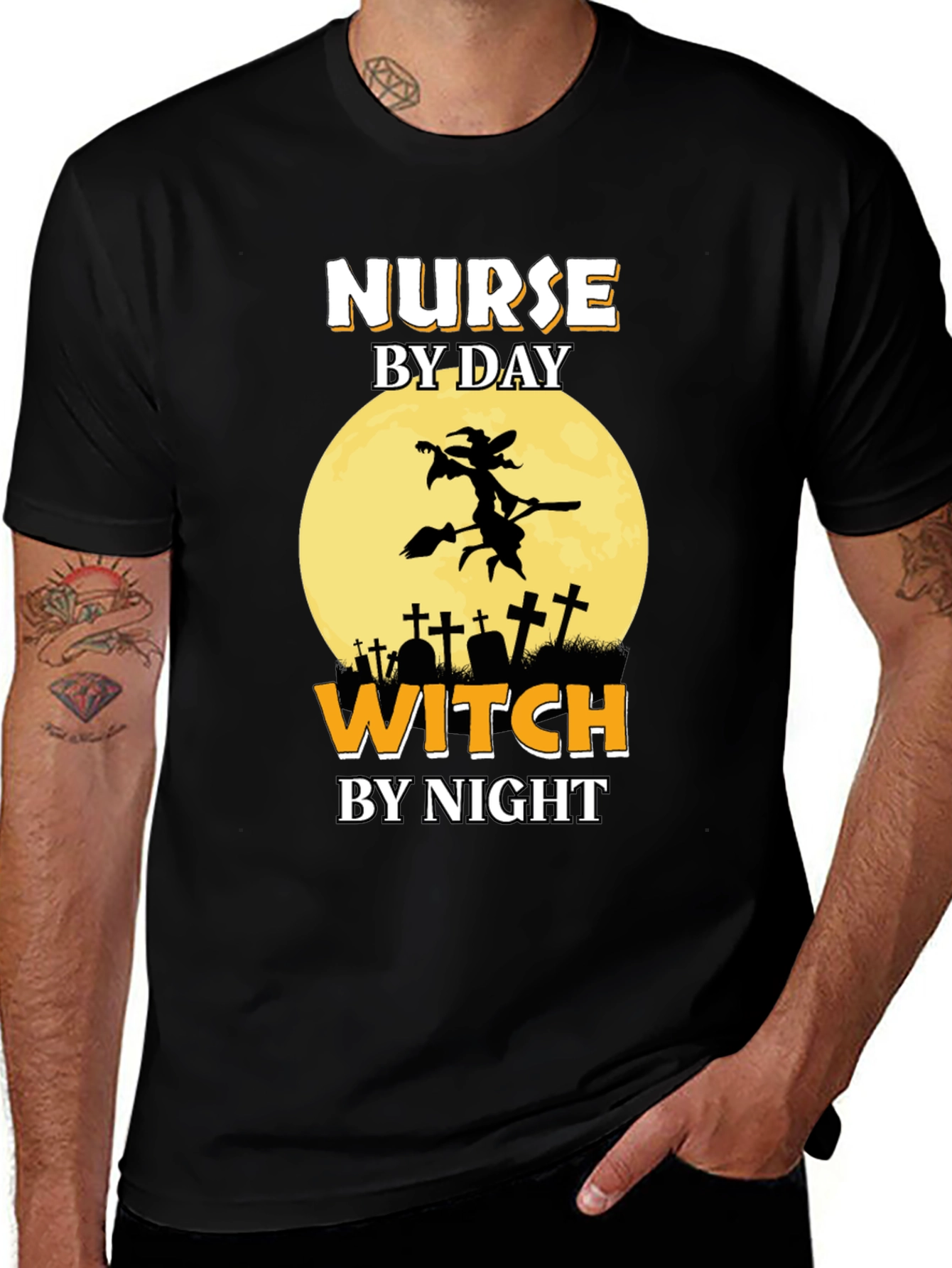 Nurse By Day Witch By Night Halloween T-Shirt